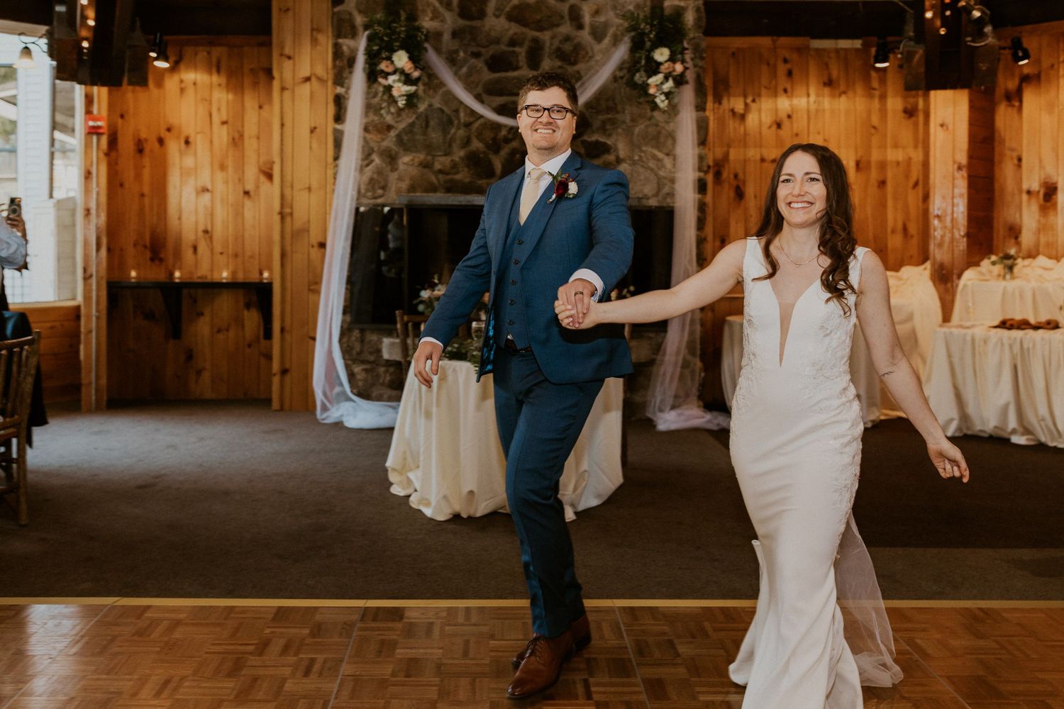 Wedding reception in the Octagon Lodge at Loon Mountain.