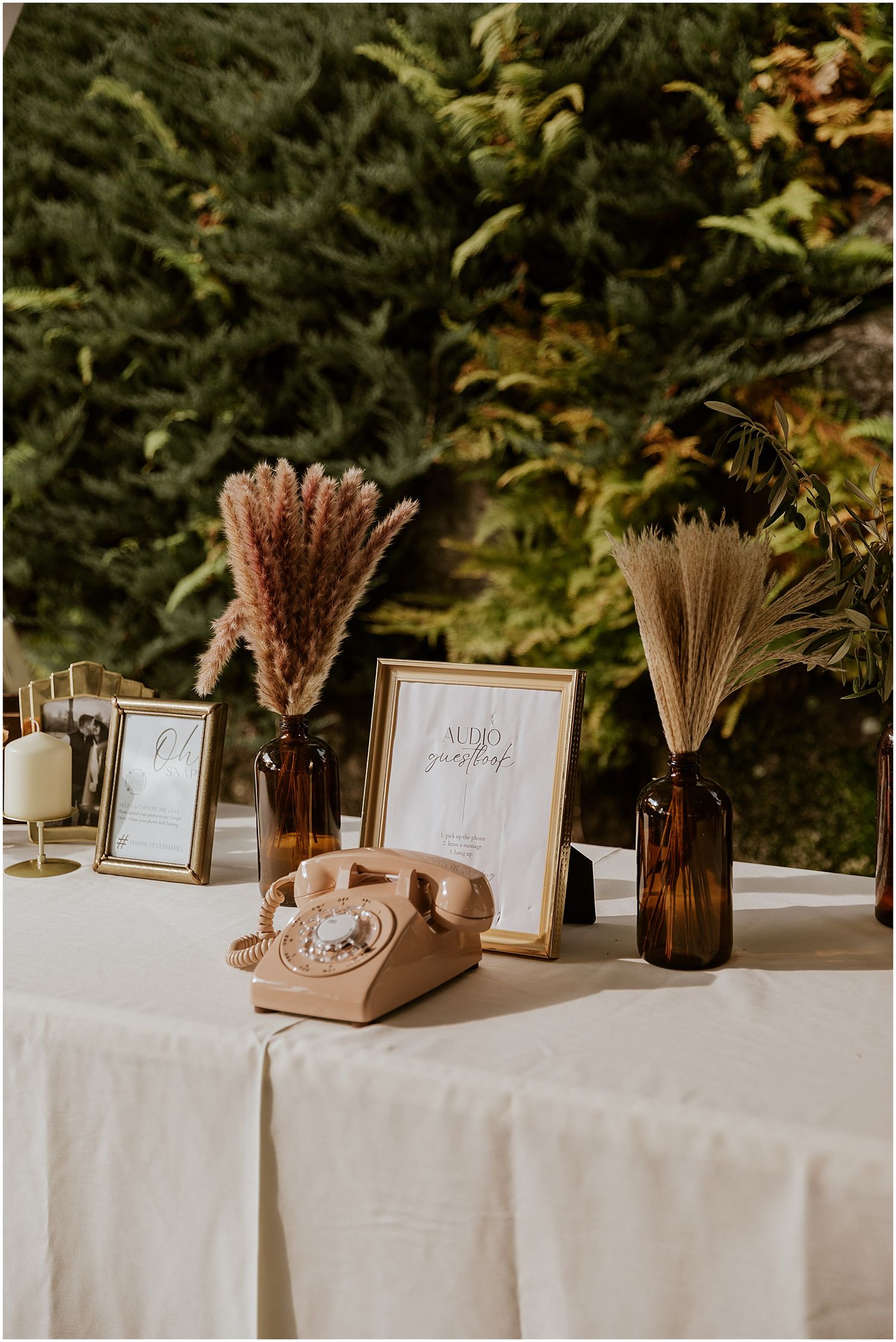 Boho wedding details and audio guestbook