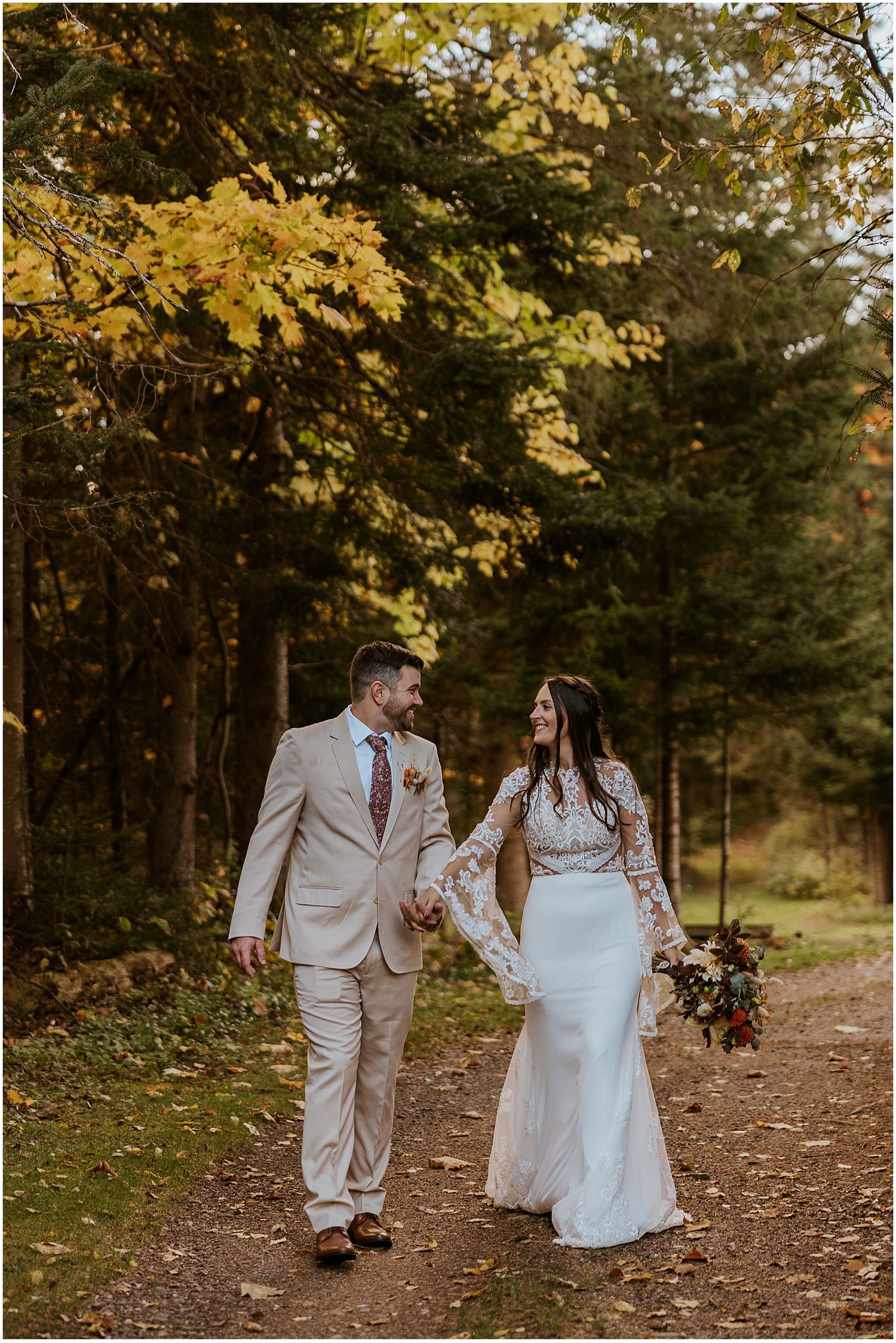 Couple at their NH wedding in nature Robin Easler Photography