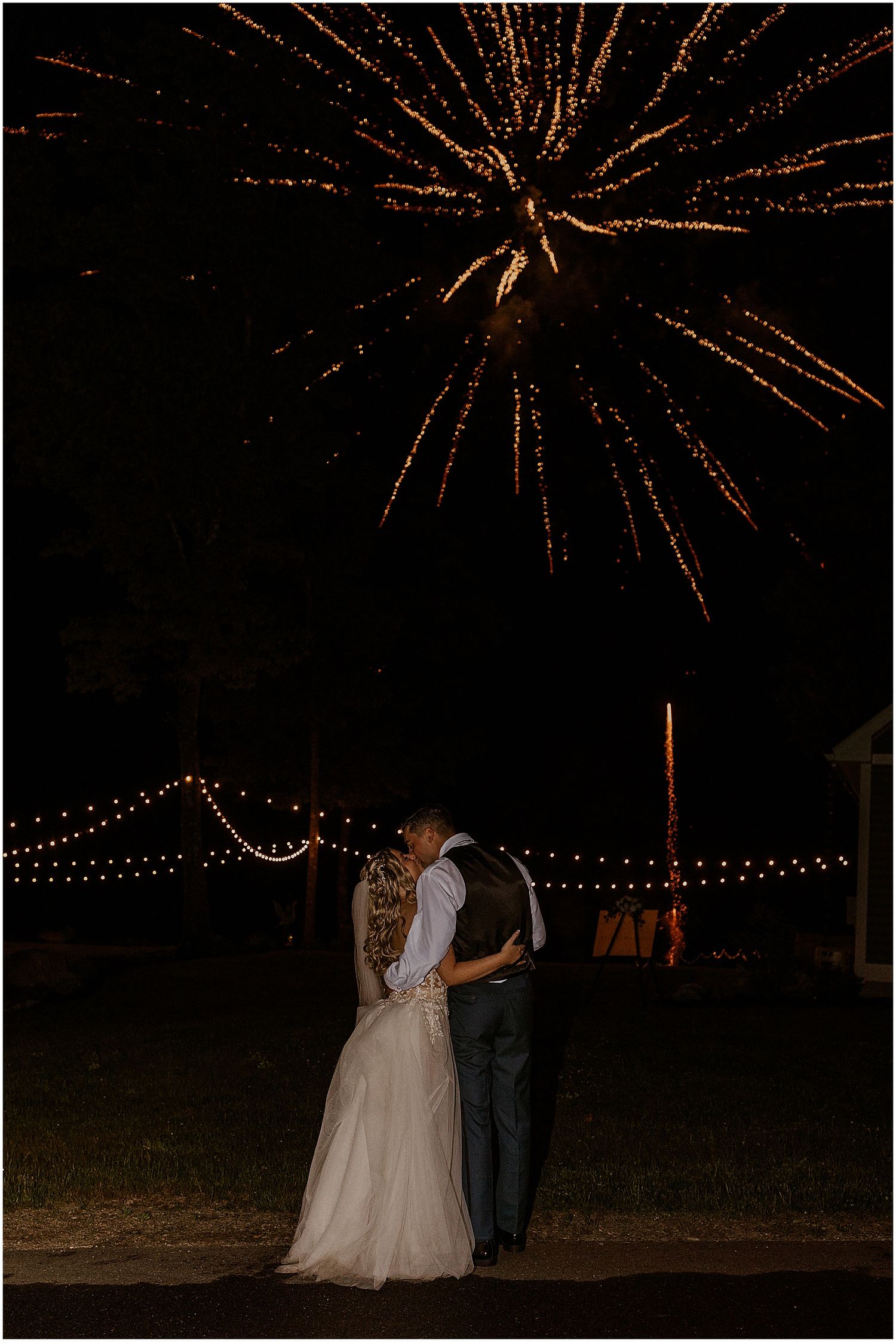 Fireworks at NH backyard wedding Robin Easler Photography