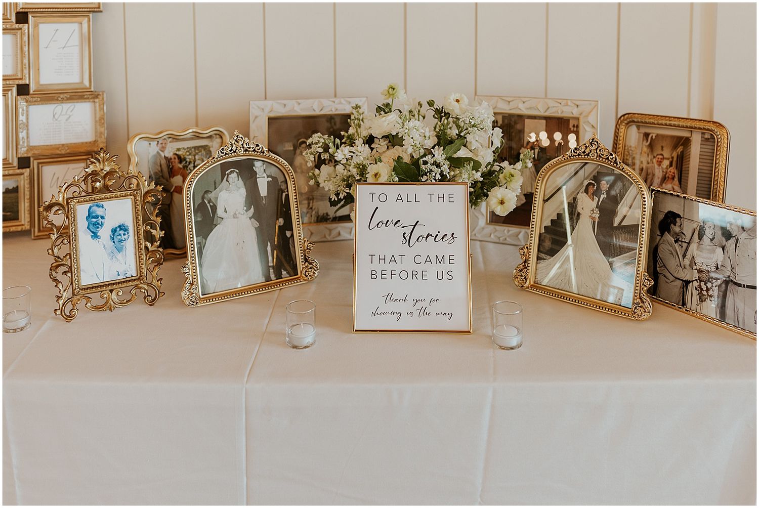 Old family photos at new hampshire mountain wedding