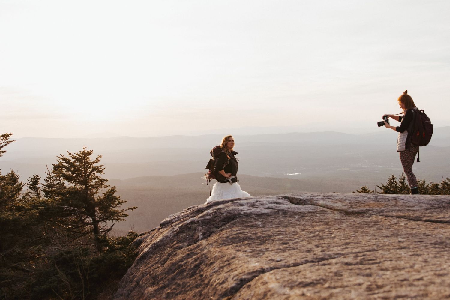Jackie and Andy Brosonski elope on Mount Cardigan at Sunset