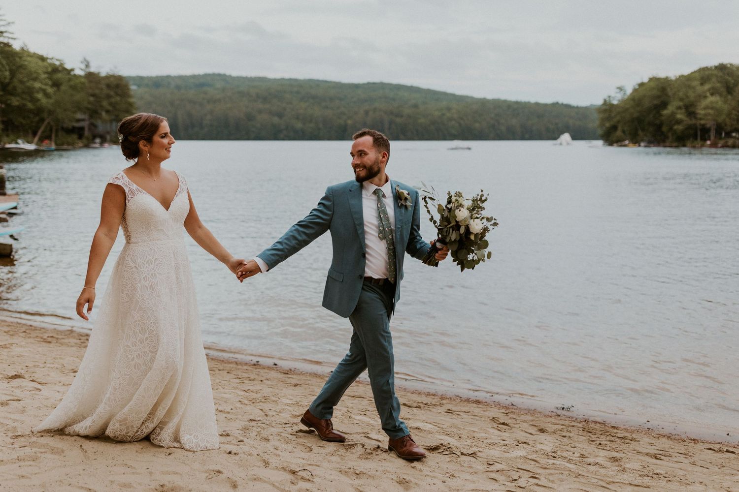 laid back lakeside wedding at Lake Shore Village Resort in Weare New Hampshire