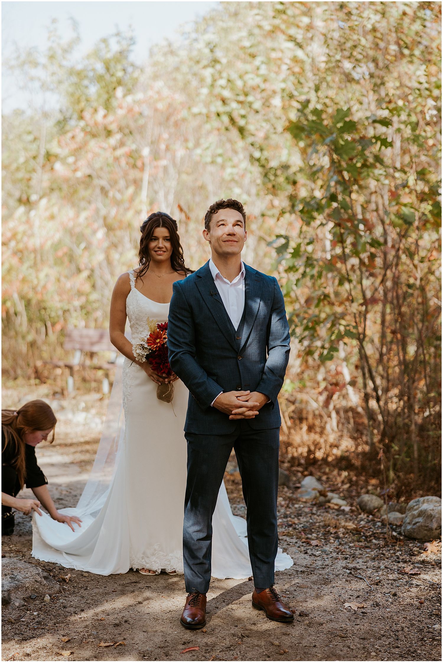 New Hampshire photographer Robin Easler photographing a couple's first look on their wedding day