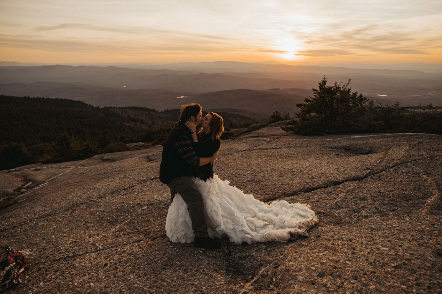 Jackie and Andy Brosonski on the mountain top after their elopement