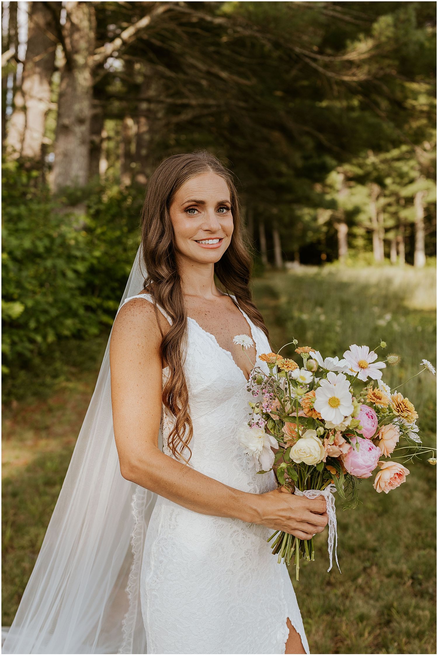 Bride at her Whiteface Hollow wedding in New Hampshire