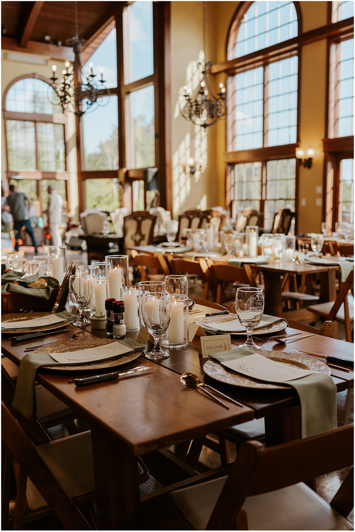 Wedding reception decor at a VRBO wedding in Maine