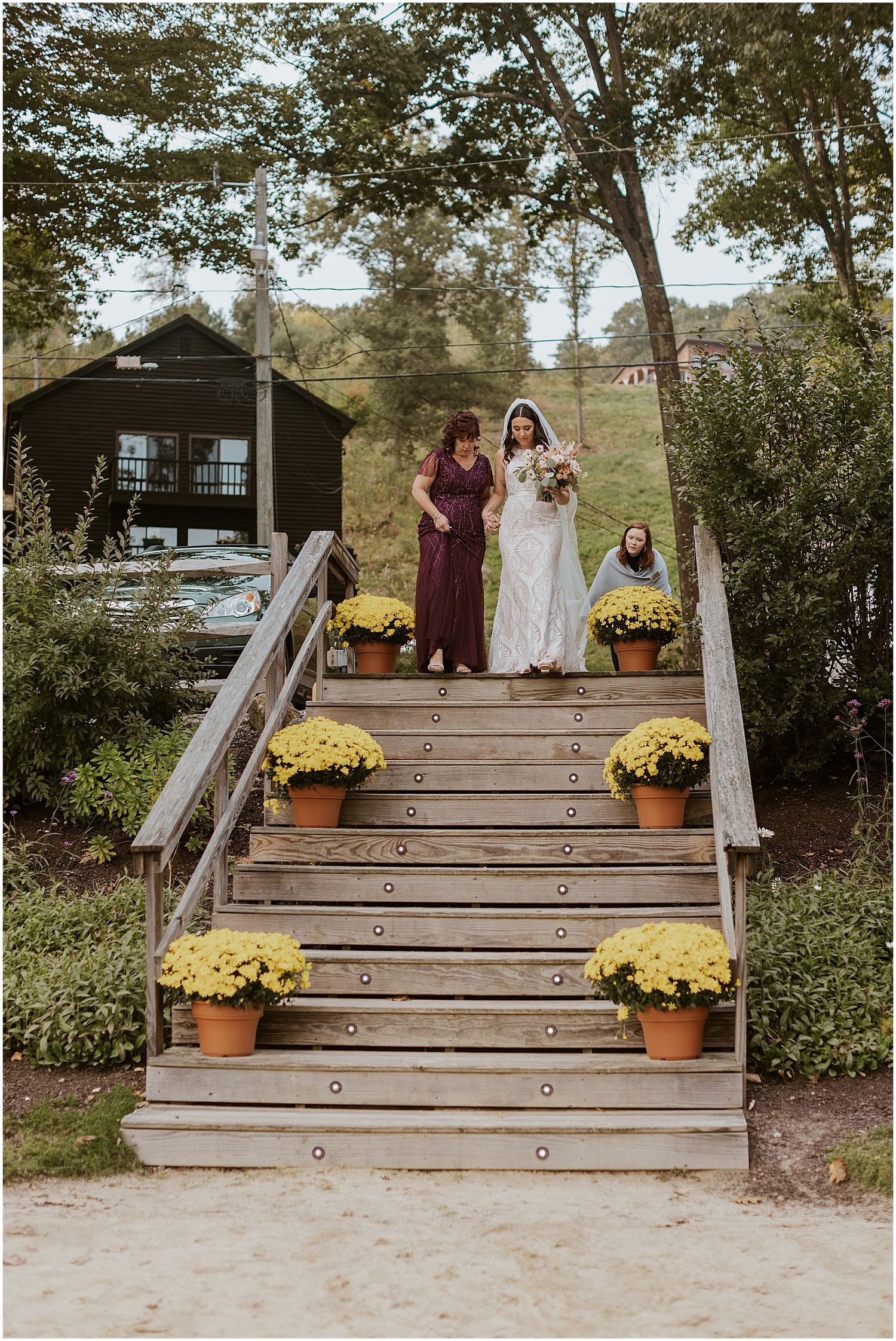 Bride walking down aisle at NH wedding