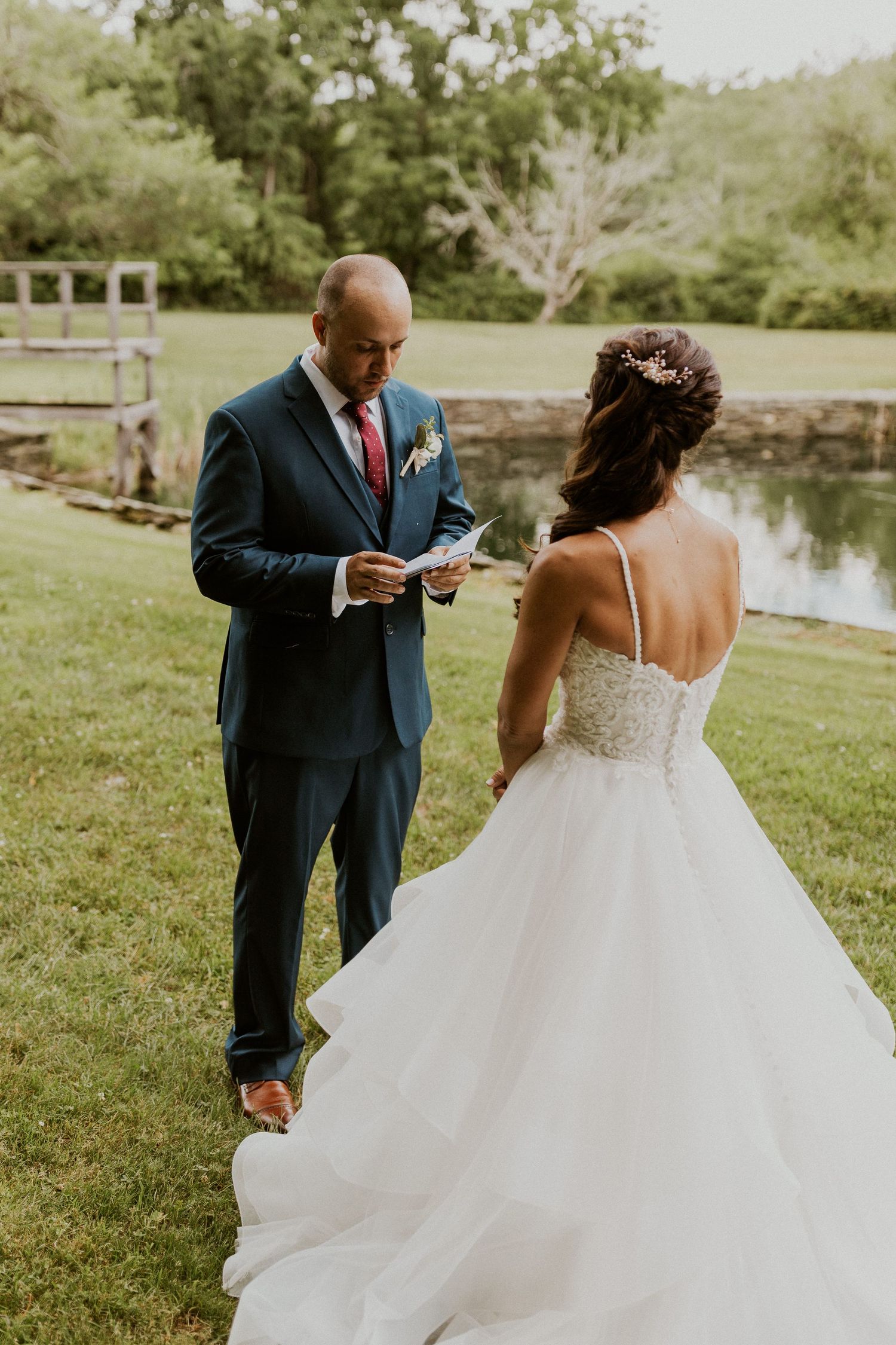 Mike sharing his vows with Jessica just after having a first look together.