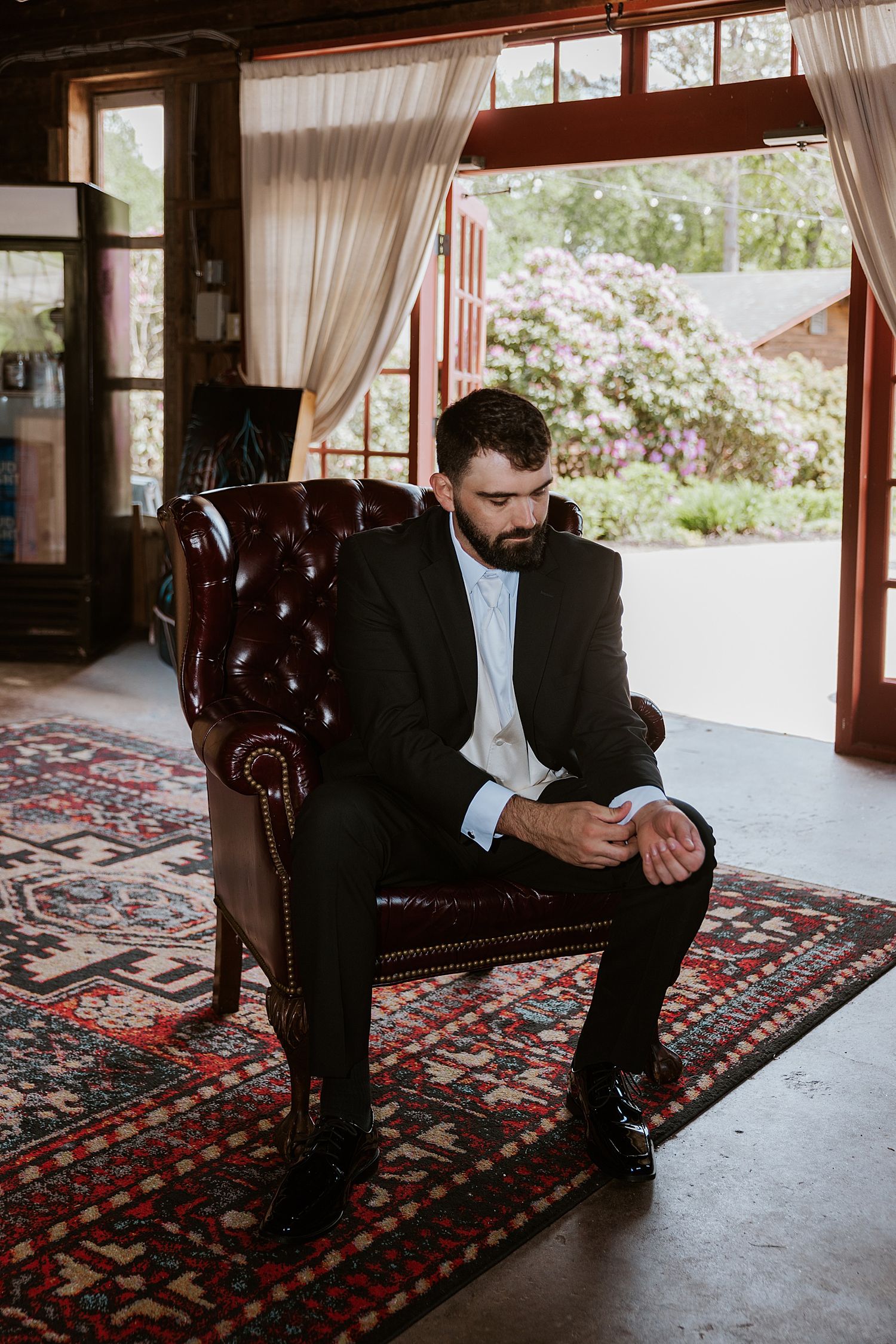 Groom getting ready for his Longlook Farm NH wedding