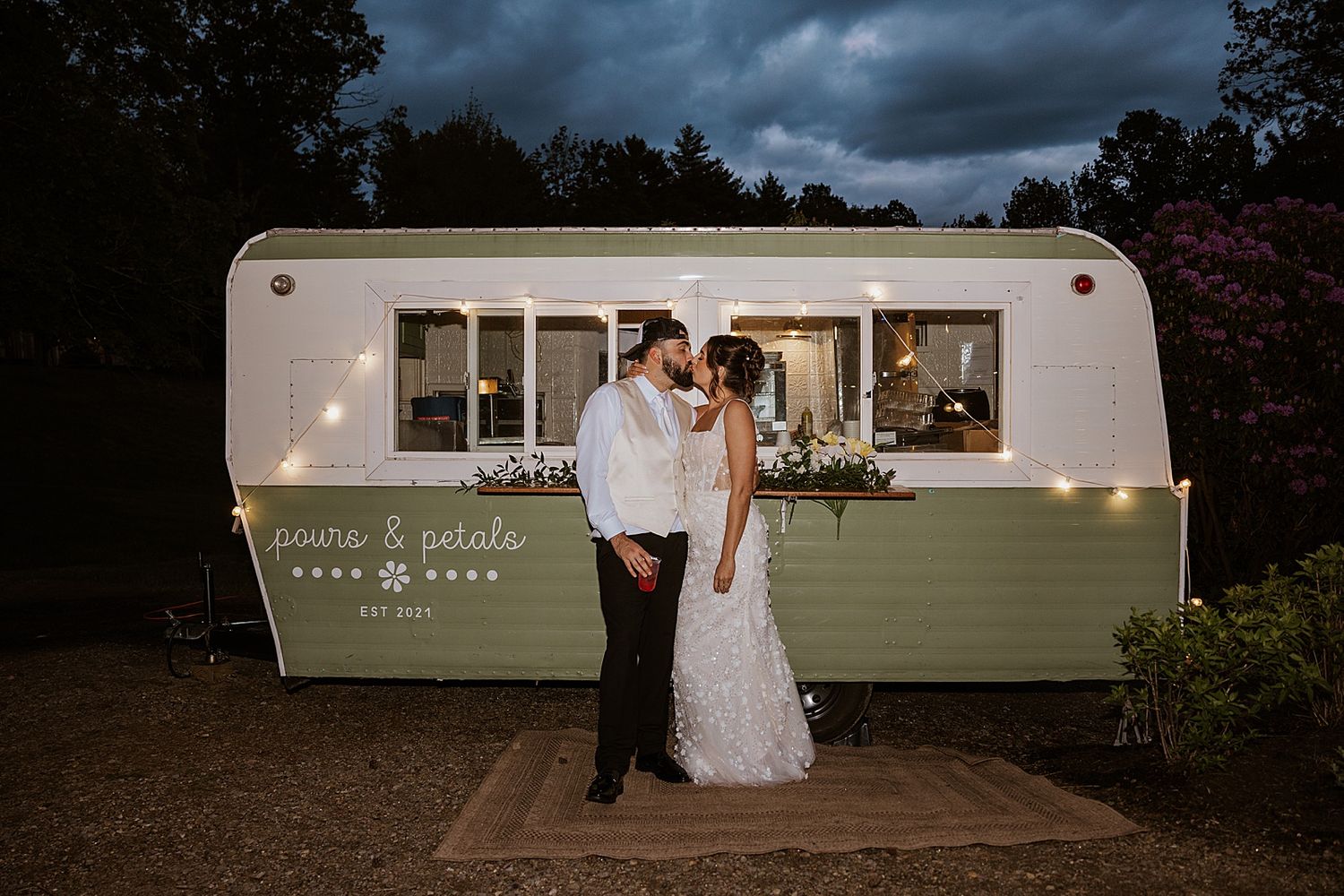Bride and groom at their Longlook Farm NH wedding receptioj