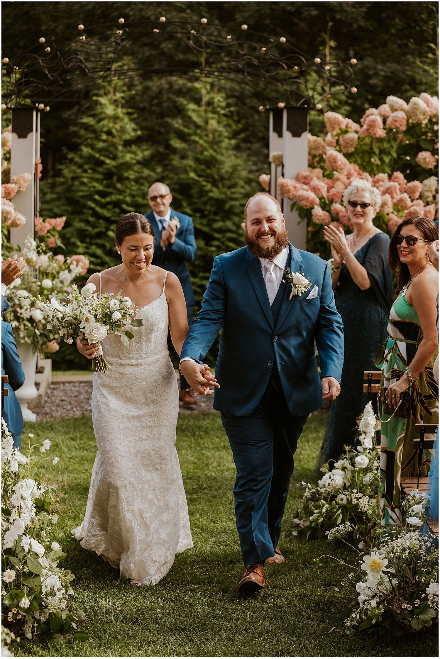 Wedding ceremony at the Gardens at Uncanoonuc Mountain, a great outdoor wedding venue in NH