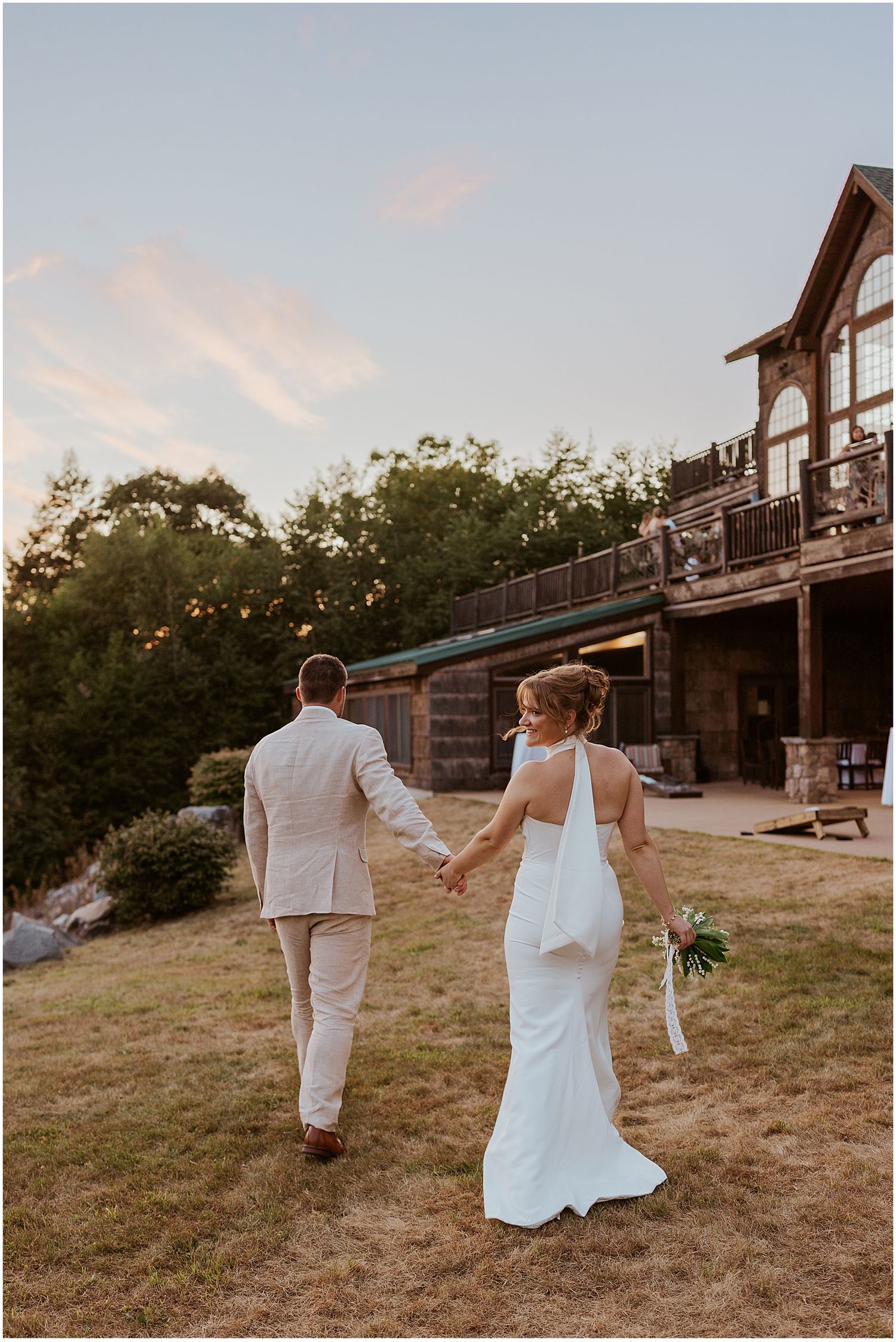 Bride and groom at their VRBO wedding in Newry, Maine