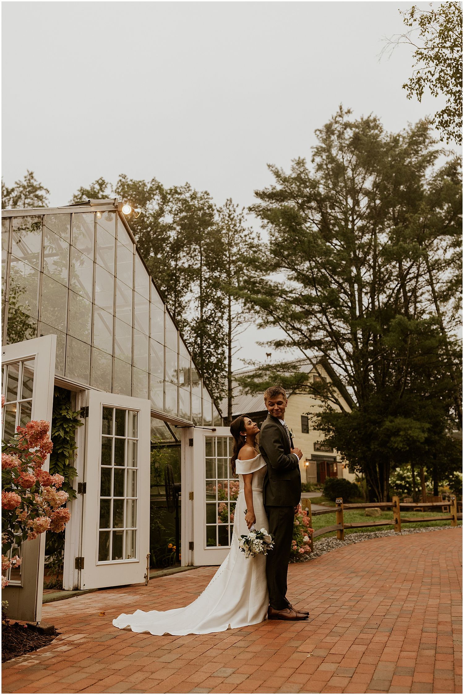 New Hampshire barn wedding bride and groom portrait