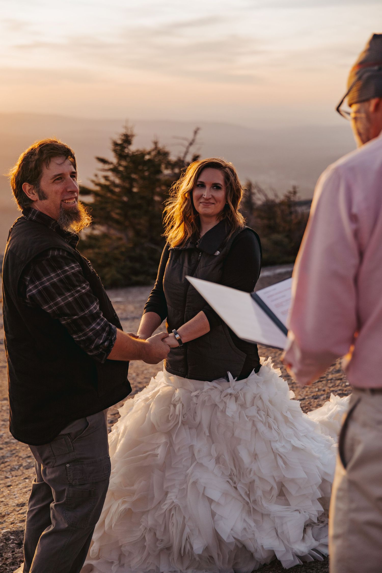 Jackie and Andy Brosonski elope on Mount Cardigan at Sunset