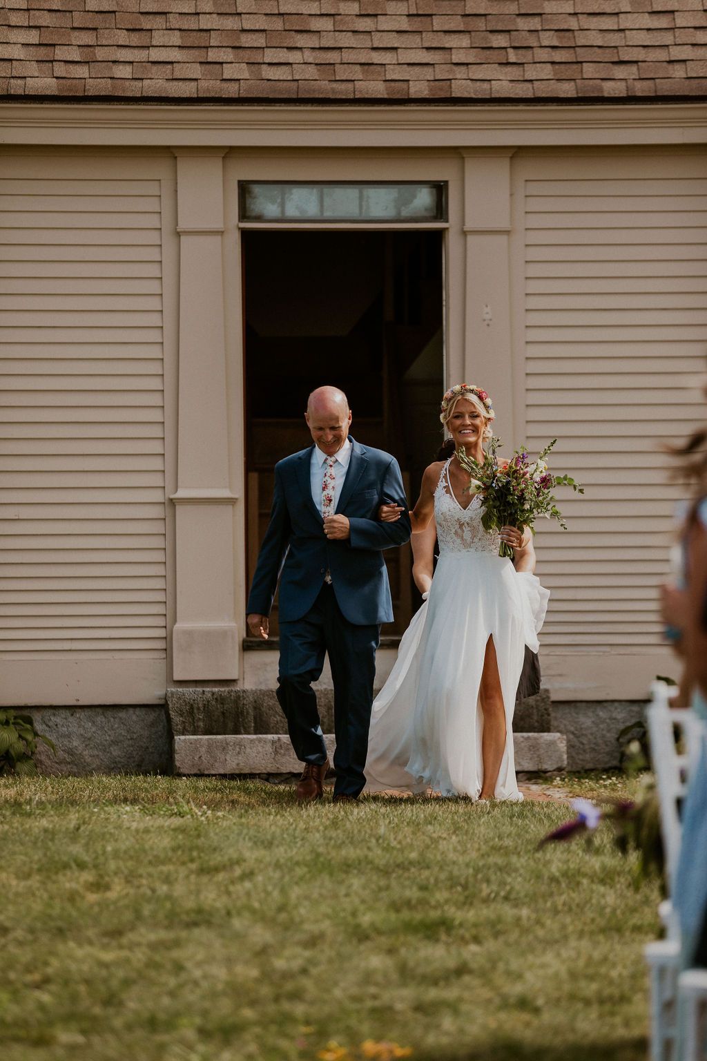 Bride walking down the aisle at Birch Hill Farm