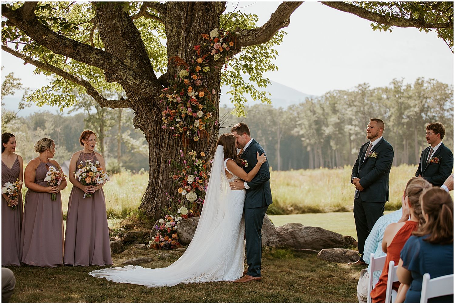 Wedding ceremony at White Mountain wedding venue Whiteface Hollow
