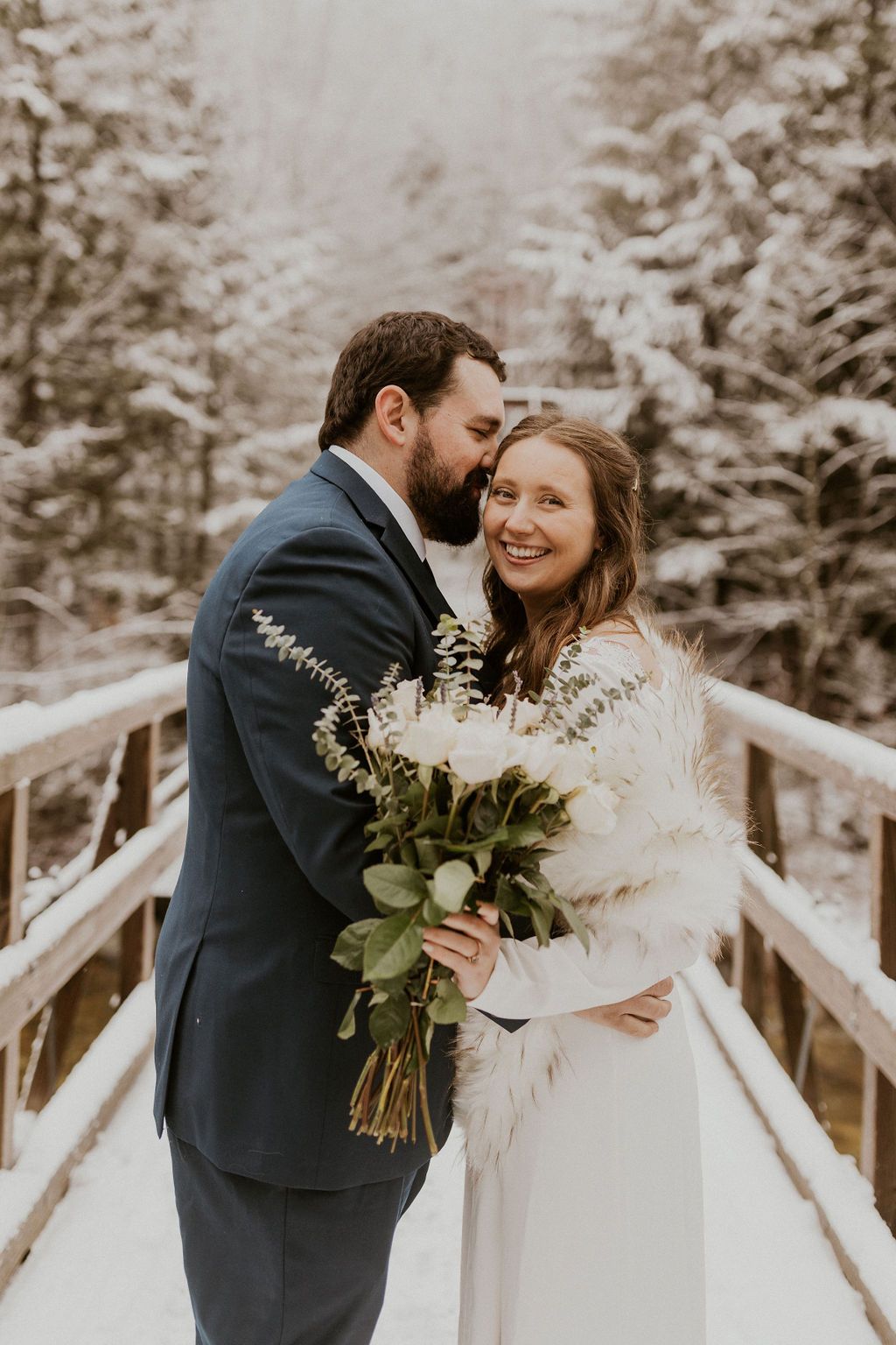 New Hampshire elopement in White Mountains winter