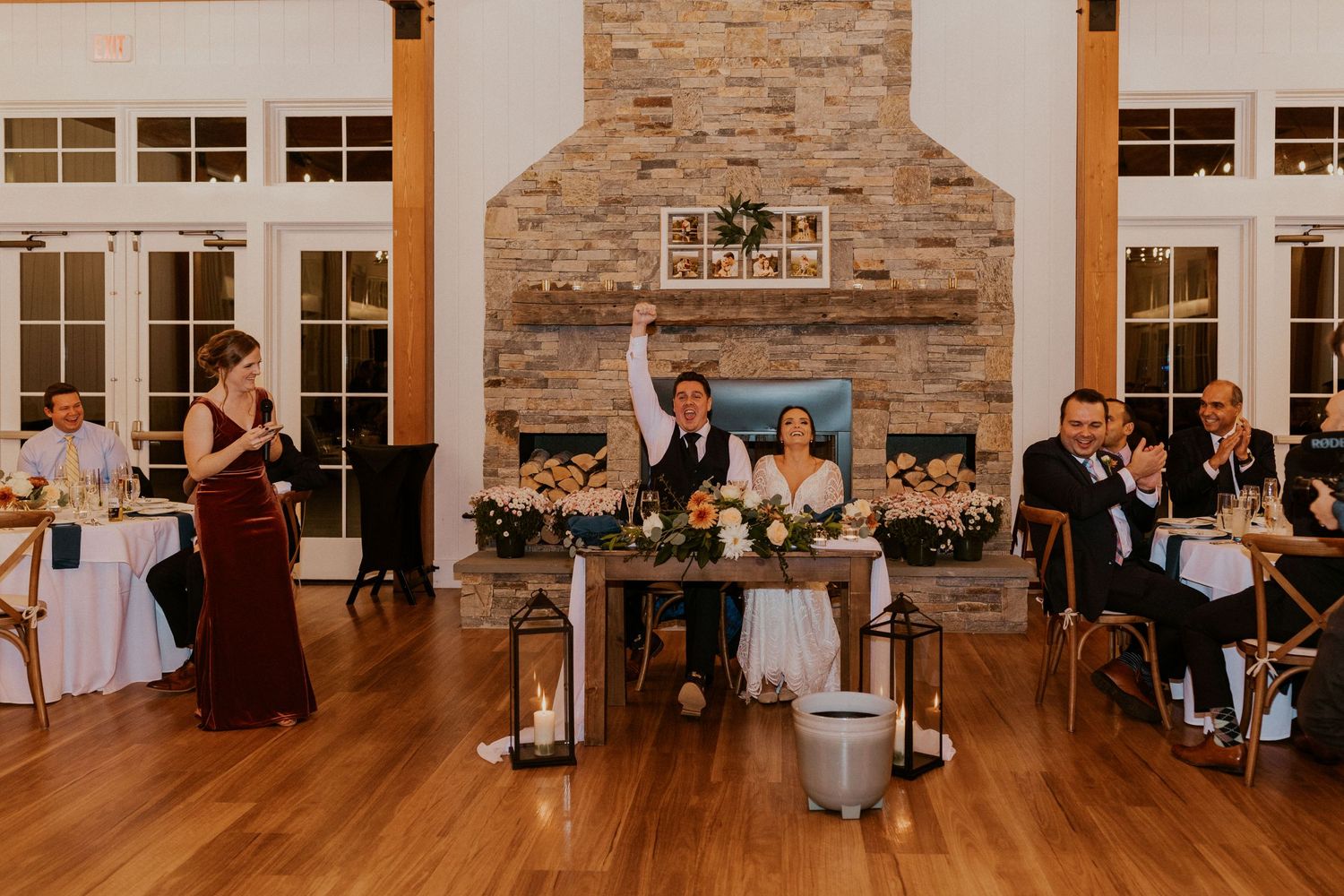 Reception inside the Lake House at Owl's Nest Resort in Thornton, New Hampshire.