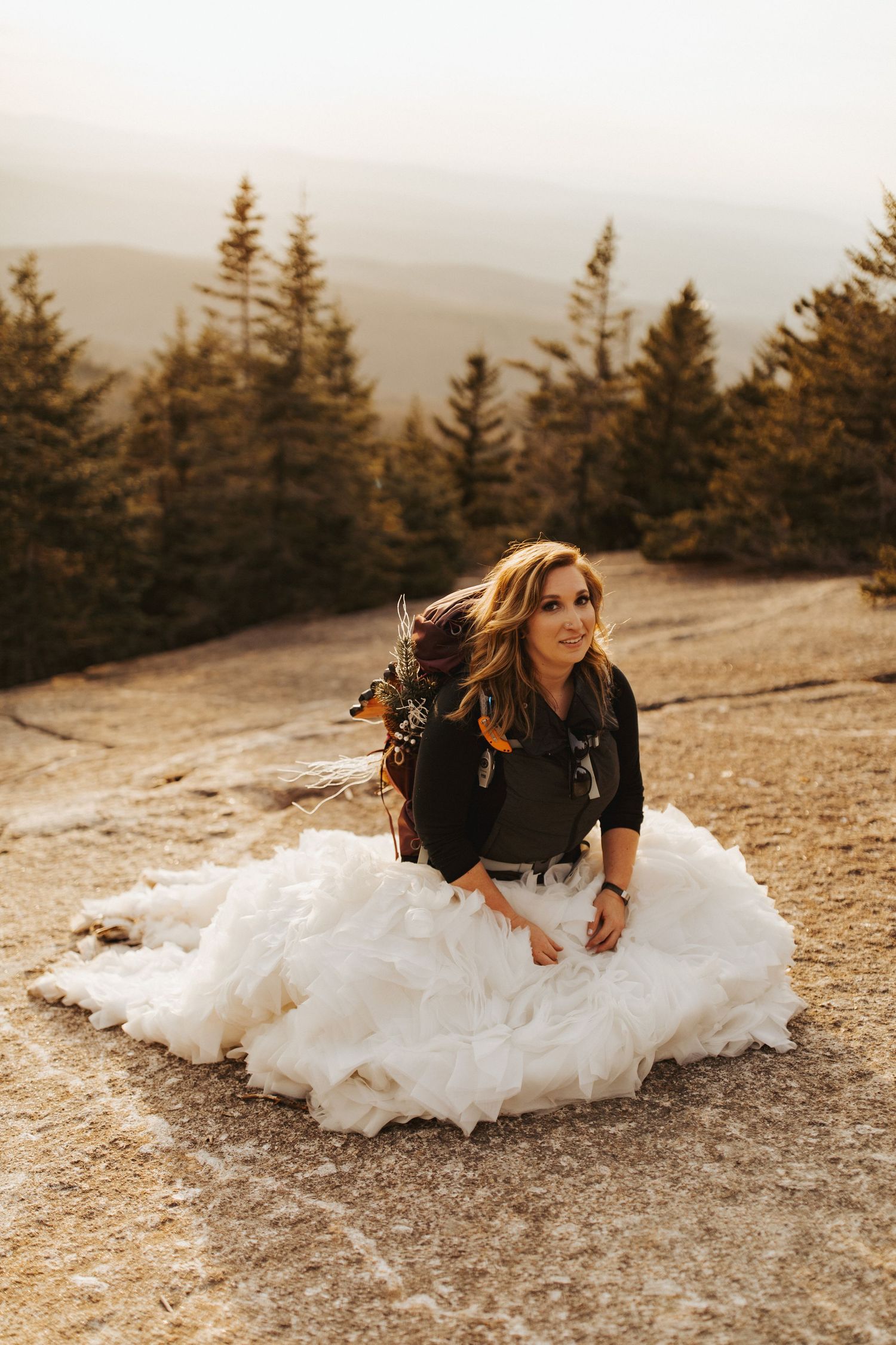 Jackie and Andy Brosonski elope on Mount Cardigan at Sunset