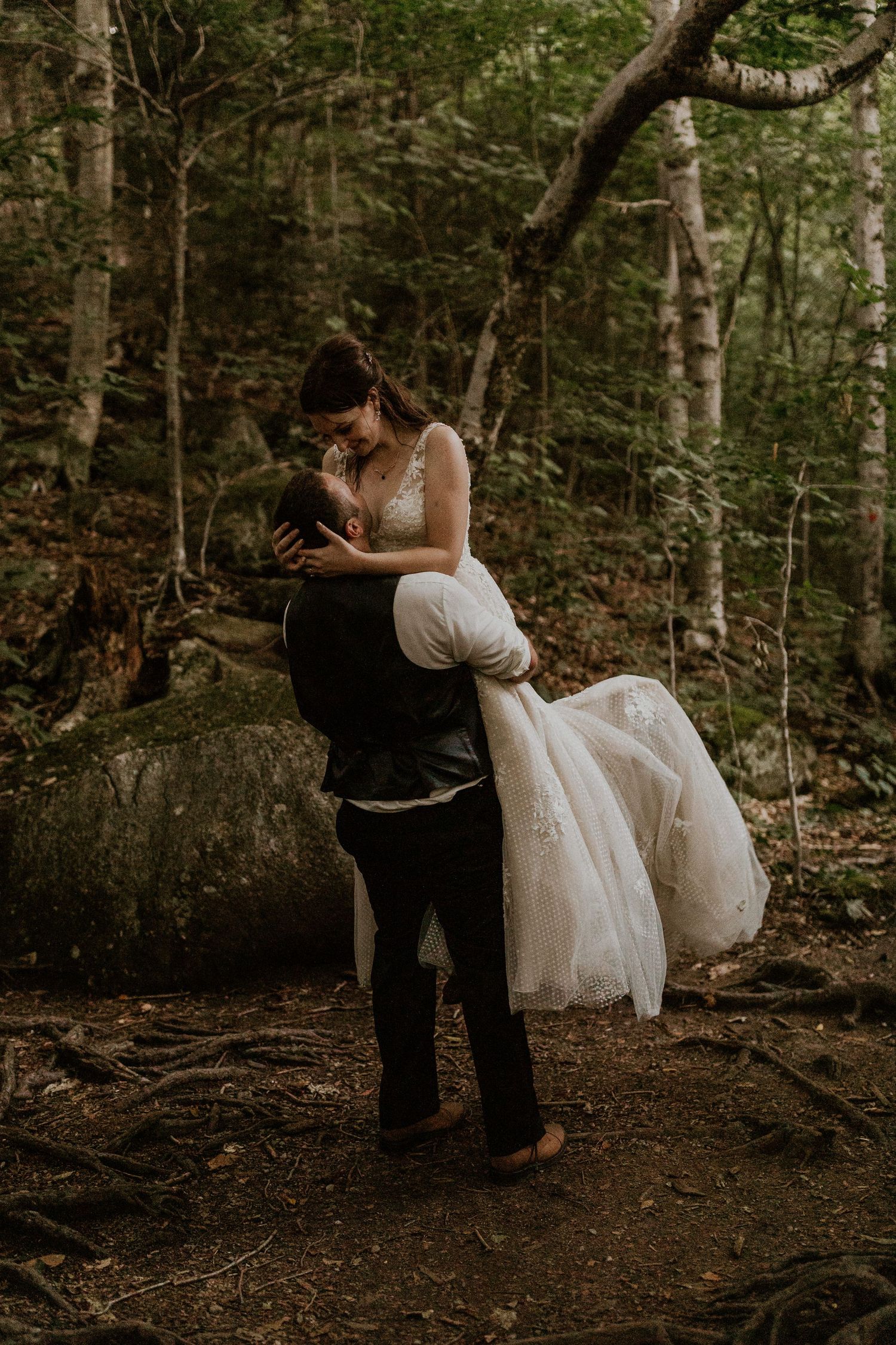 New Hampshire forest elopement portraits