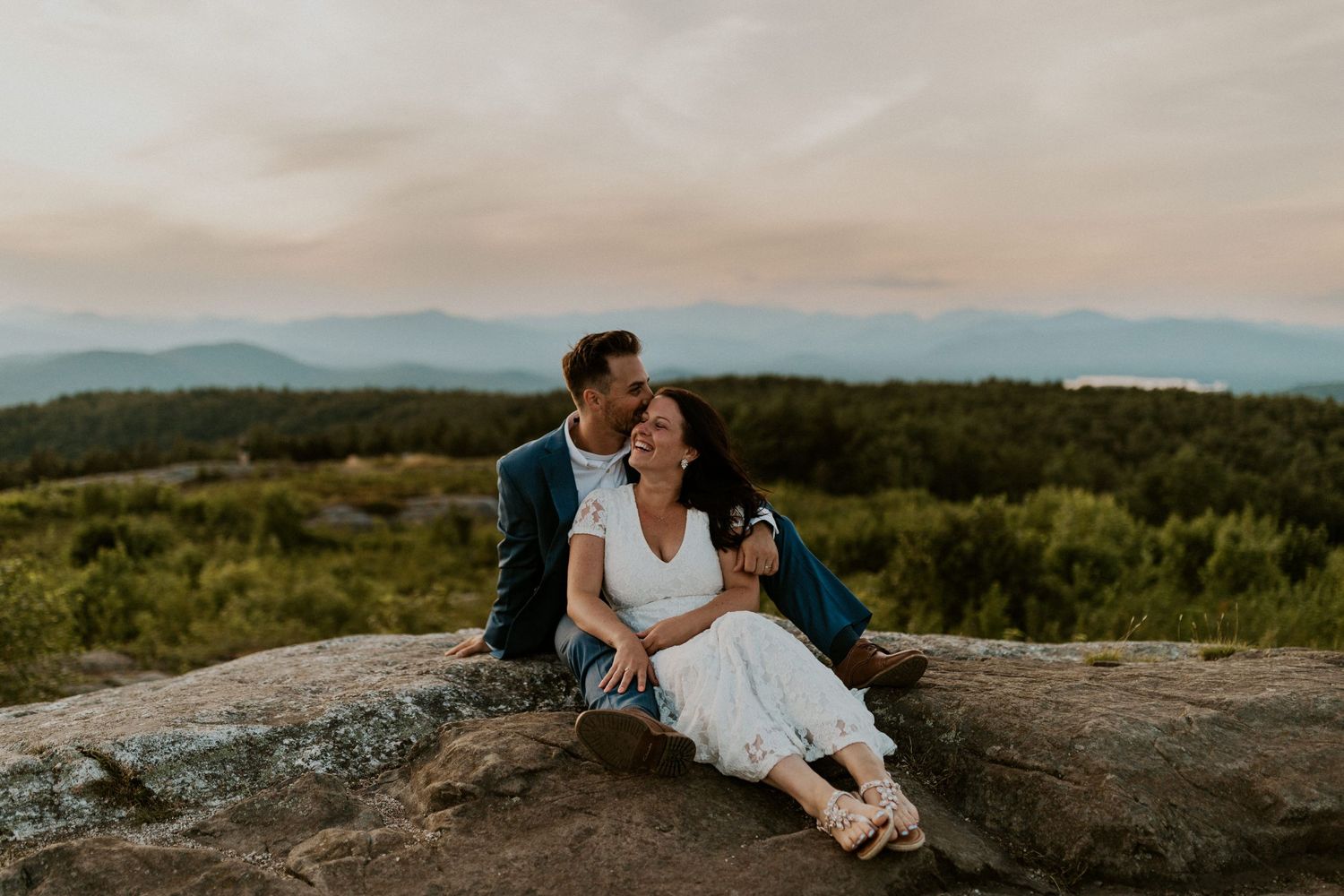 Newlyweds during an adventure bridal photoshoot in the North Conway region of New Hampshire.