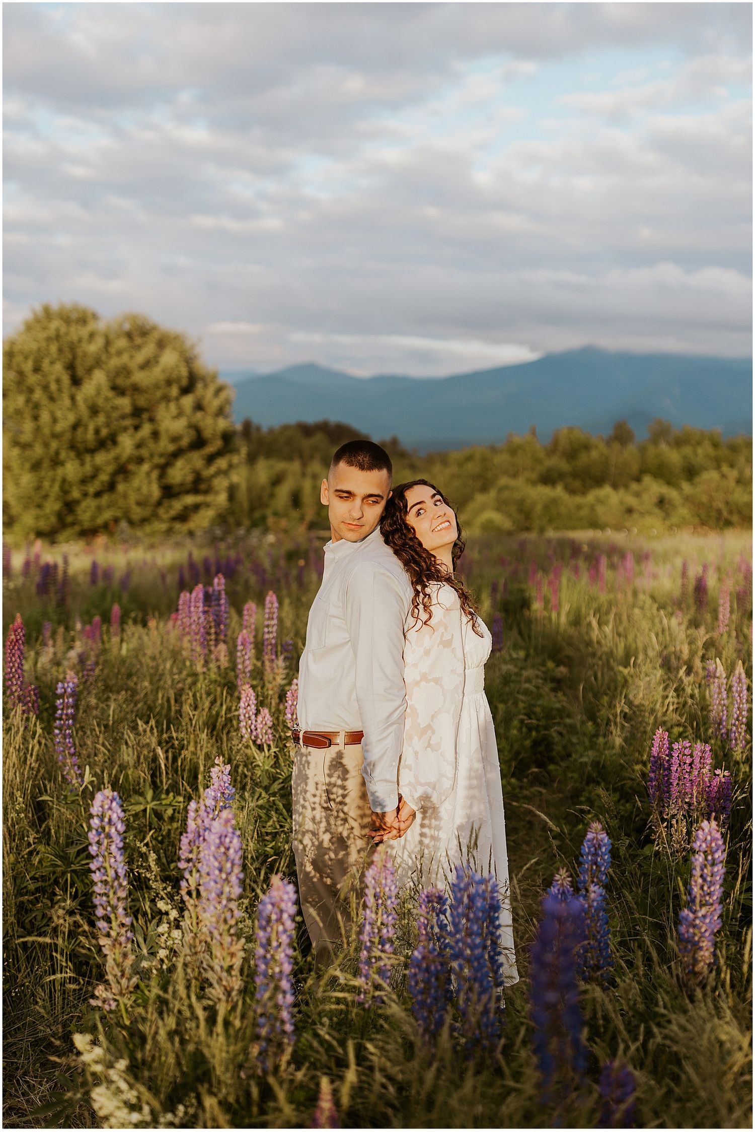 Golden hour engagement photos in the White Mountains