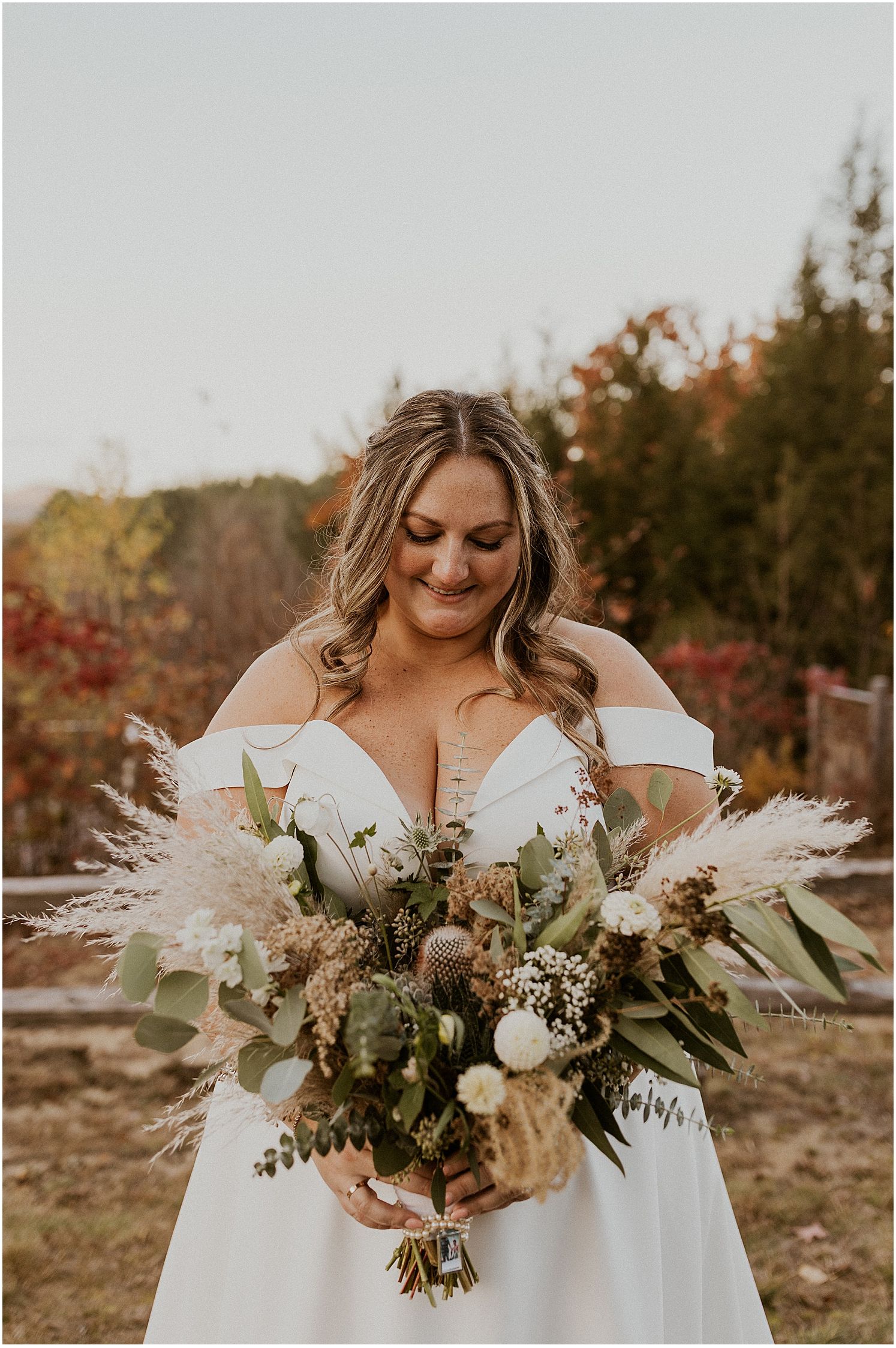 Bride portrait at NH fall wedding in the mountains