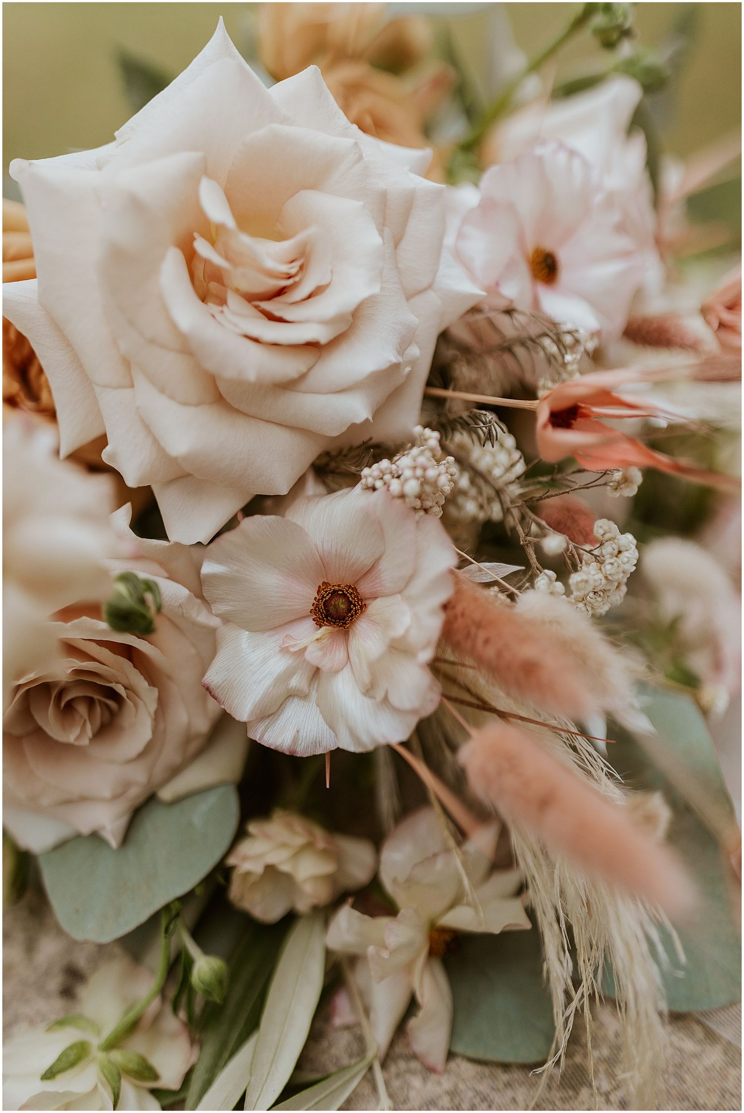 Blush and cream boho wedding bouquet