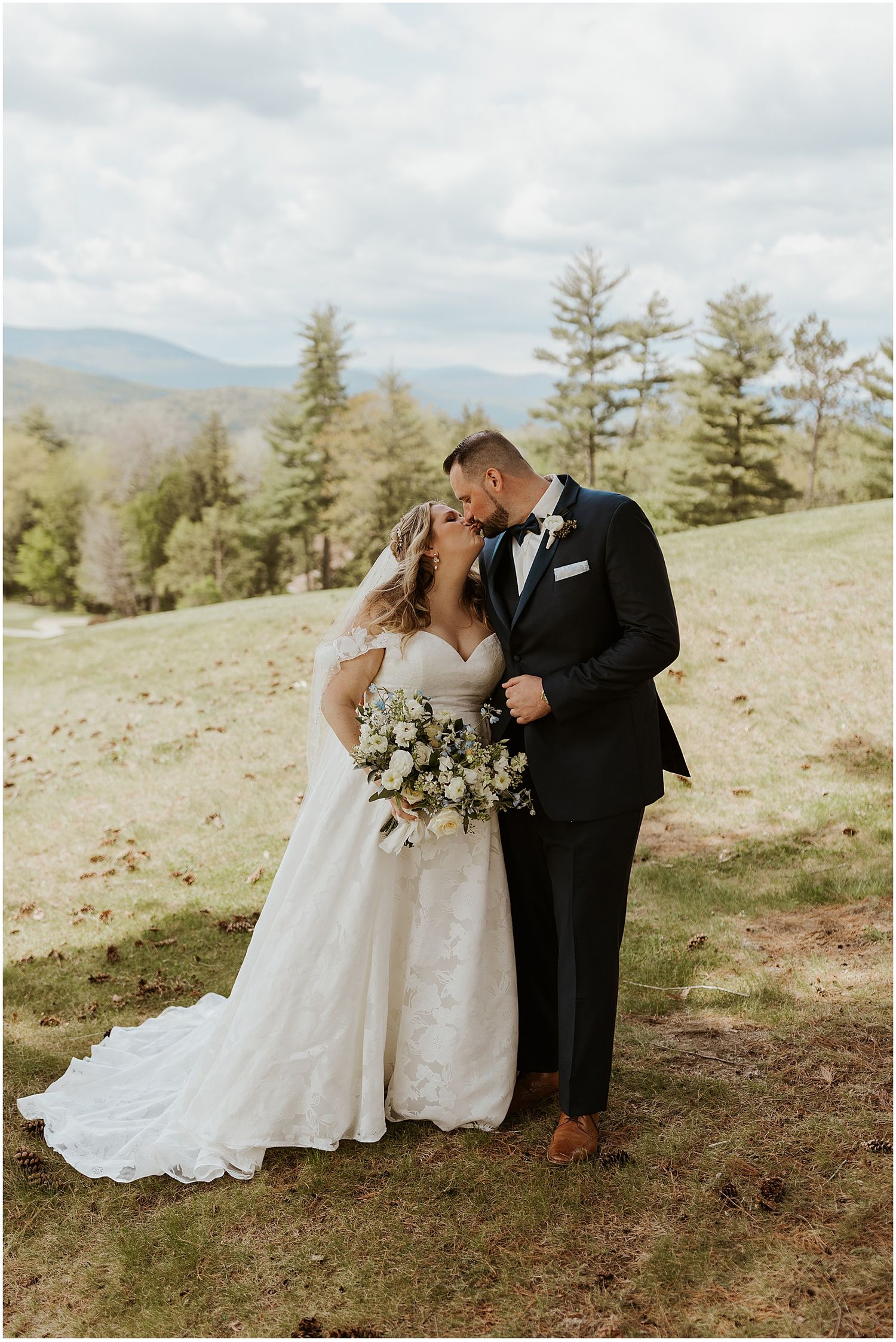 Bride and groom first look at Owl's Nest Resort