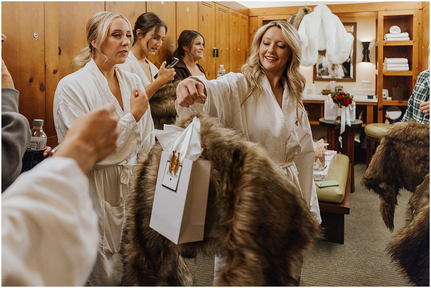 Bride and bridesmaids getting ready at the Lodge at Spruce Creek
