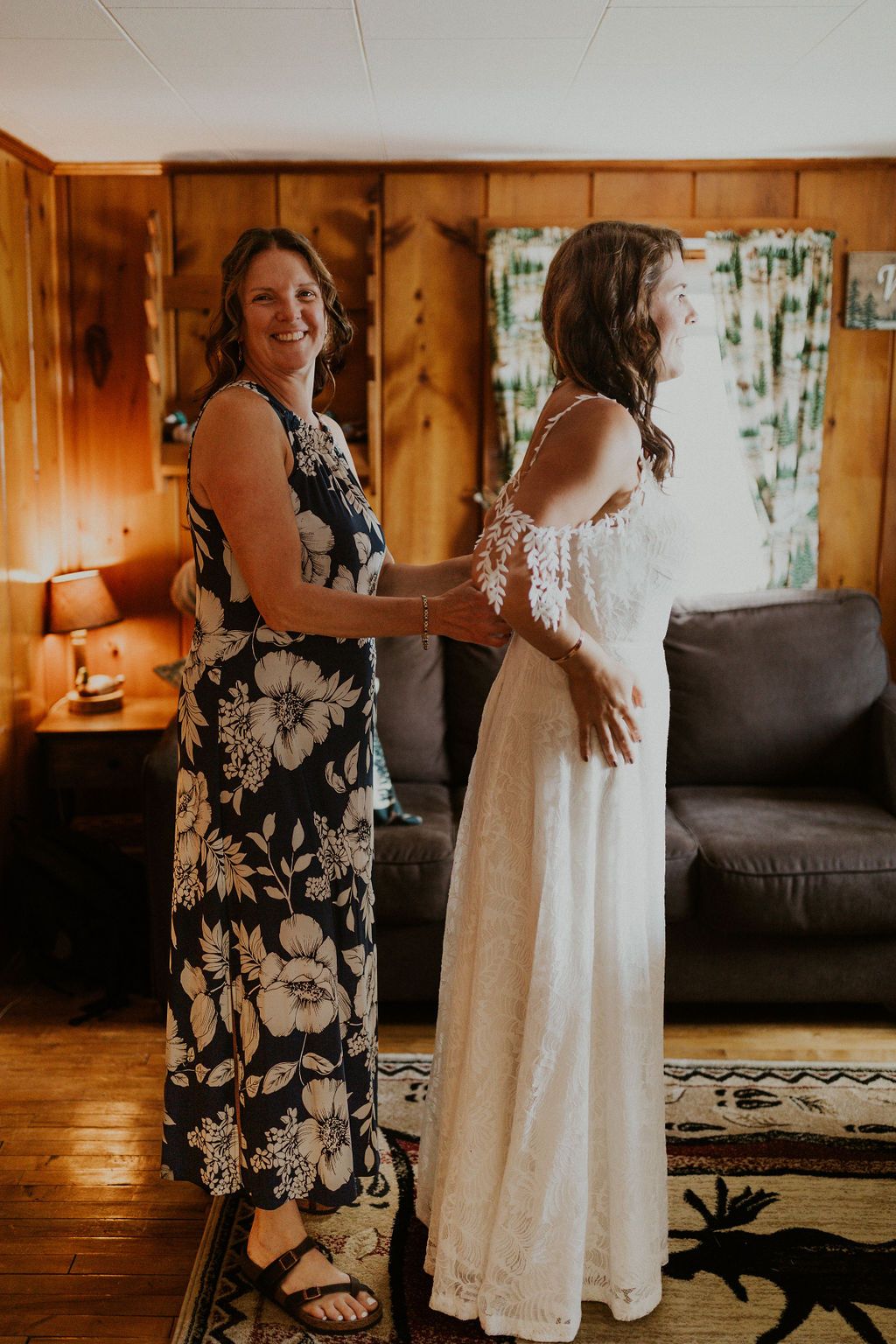 Bride getting ready for NH elopement