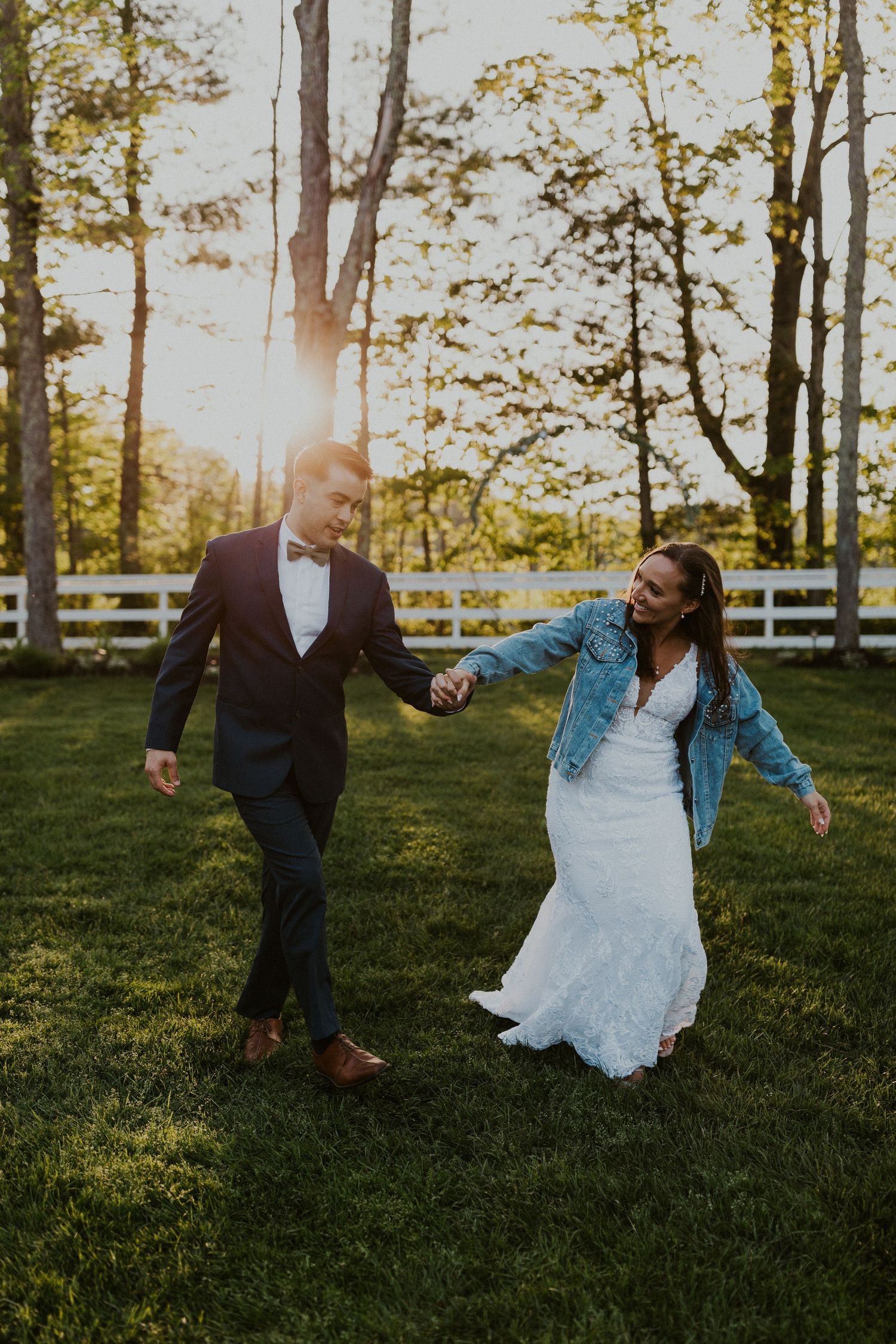 Chrissy and Mike during golden hour portraits at the Arabella Estate in Buxton Maine.
