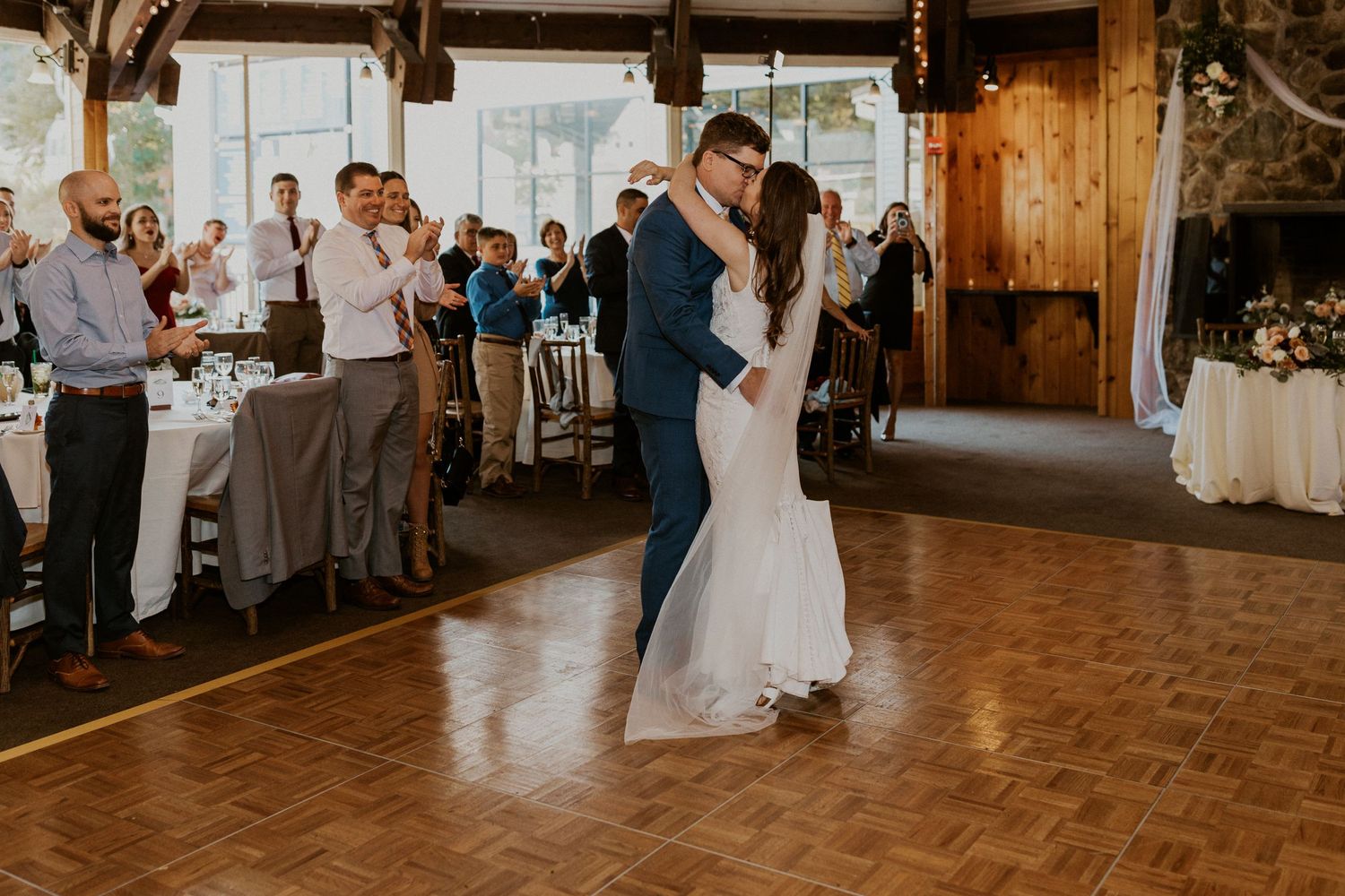 Wedding reception in the Octagon Lodge at Loon Mountain.