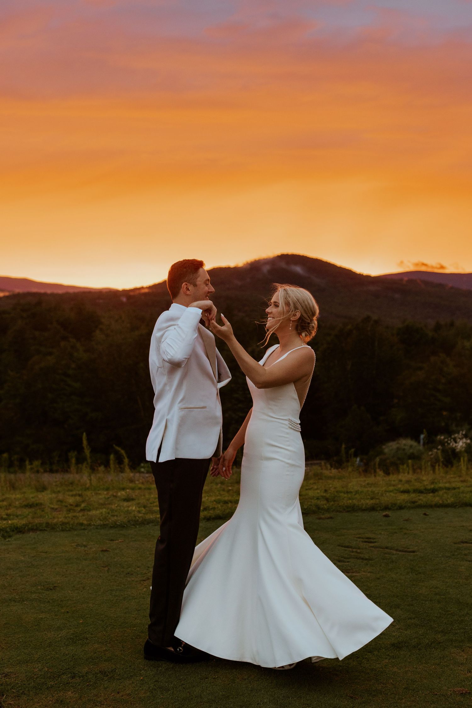 Sunset bridal portraits in White Mountains NH