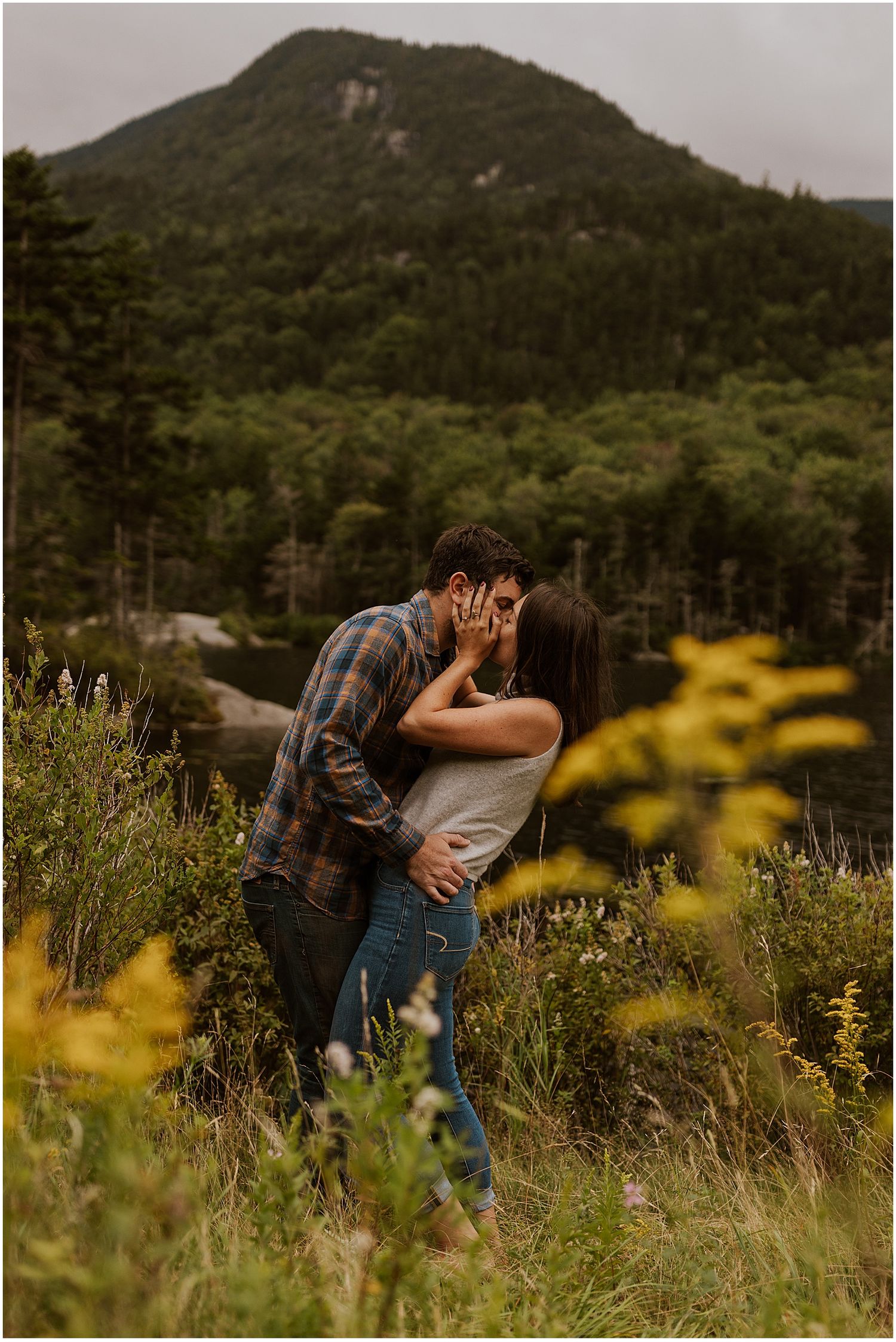 White mountain engagement photos in NH