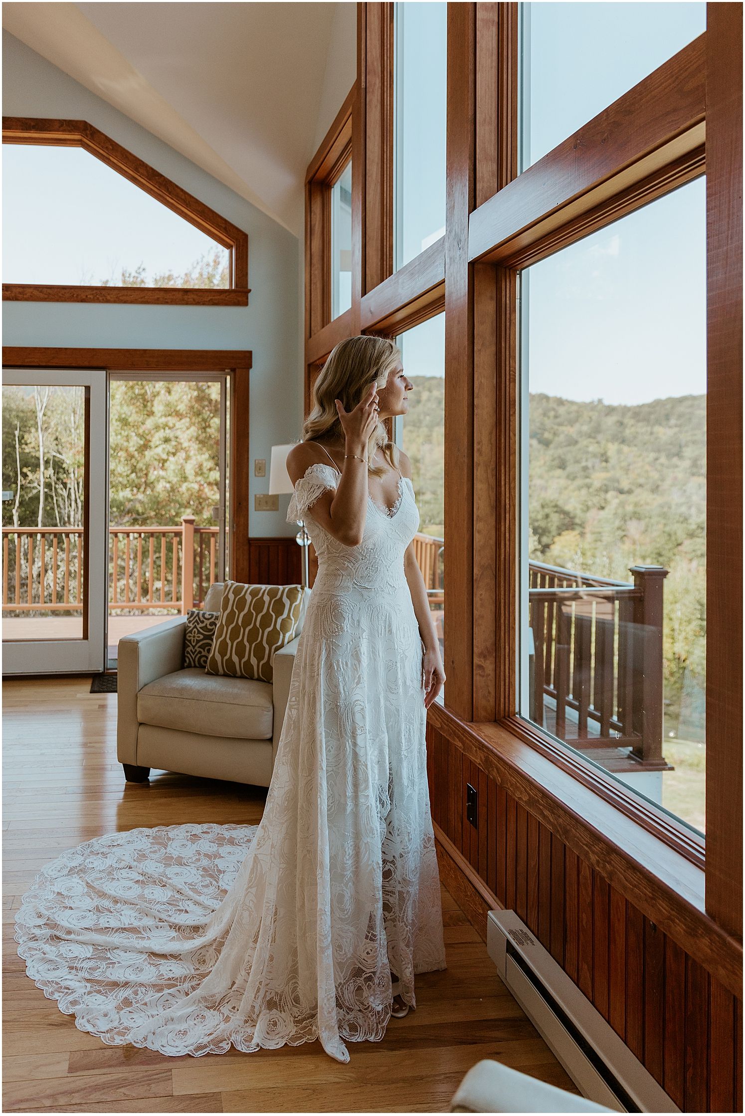 Bride getting ready for Gilford NH micro wedding