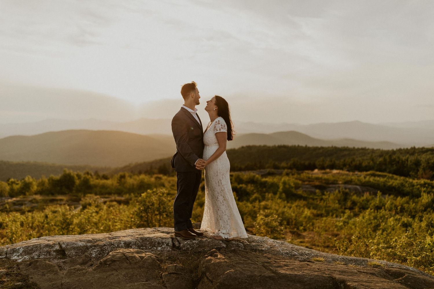 Newlyweds during an adventure bridal photoshoot in the North Conway region of New Hampshire.