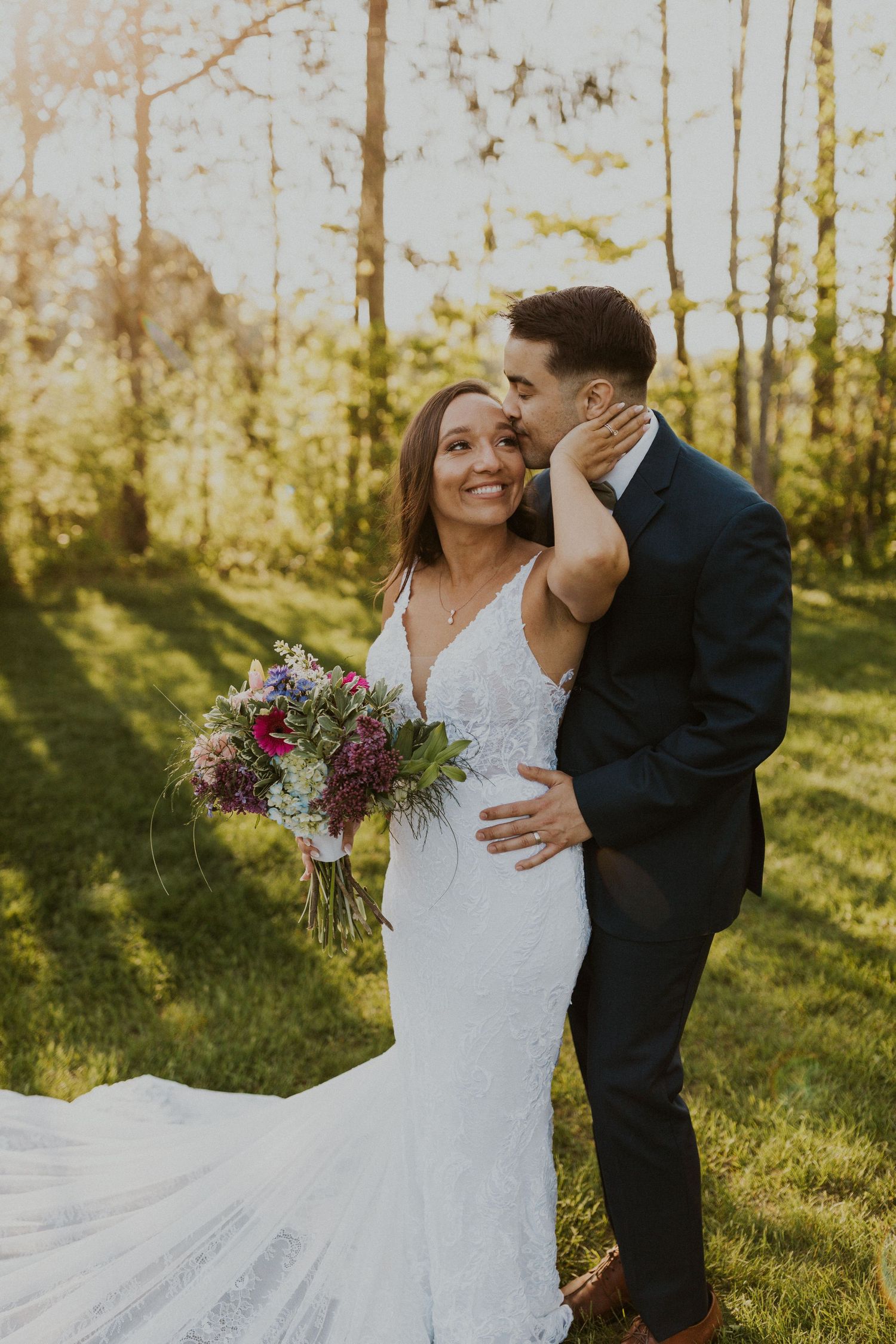 Chrissy and Mike during golden hour portraits at the Arabella Estate in Buxton Maine.