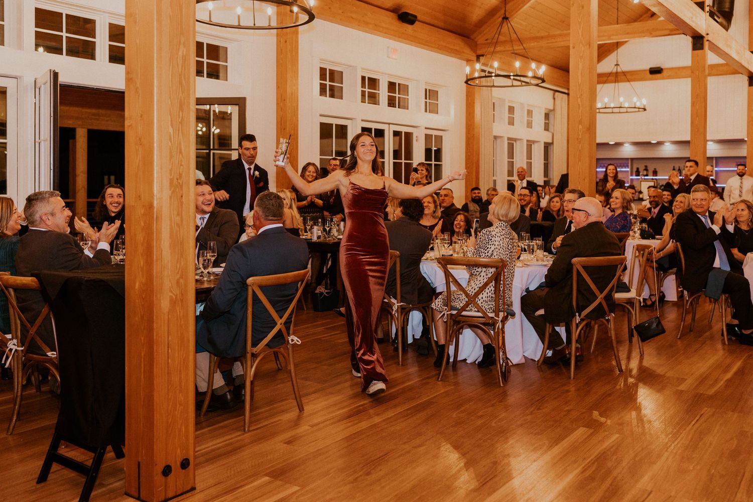 Reception inside the Lake House at Owl's Nest Resort in Thornton, New Hampshire.