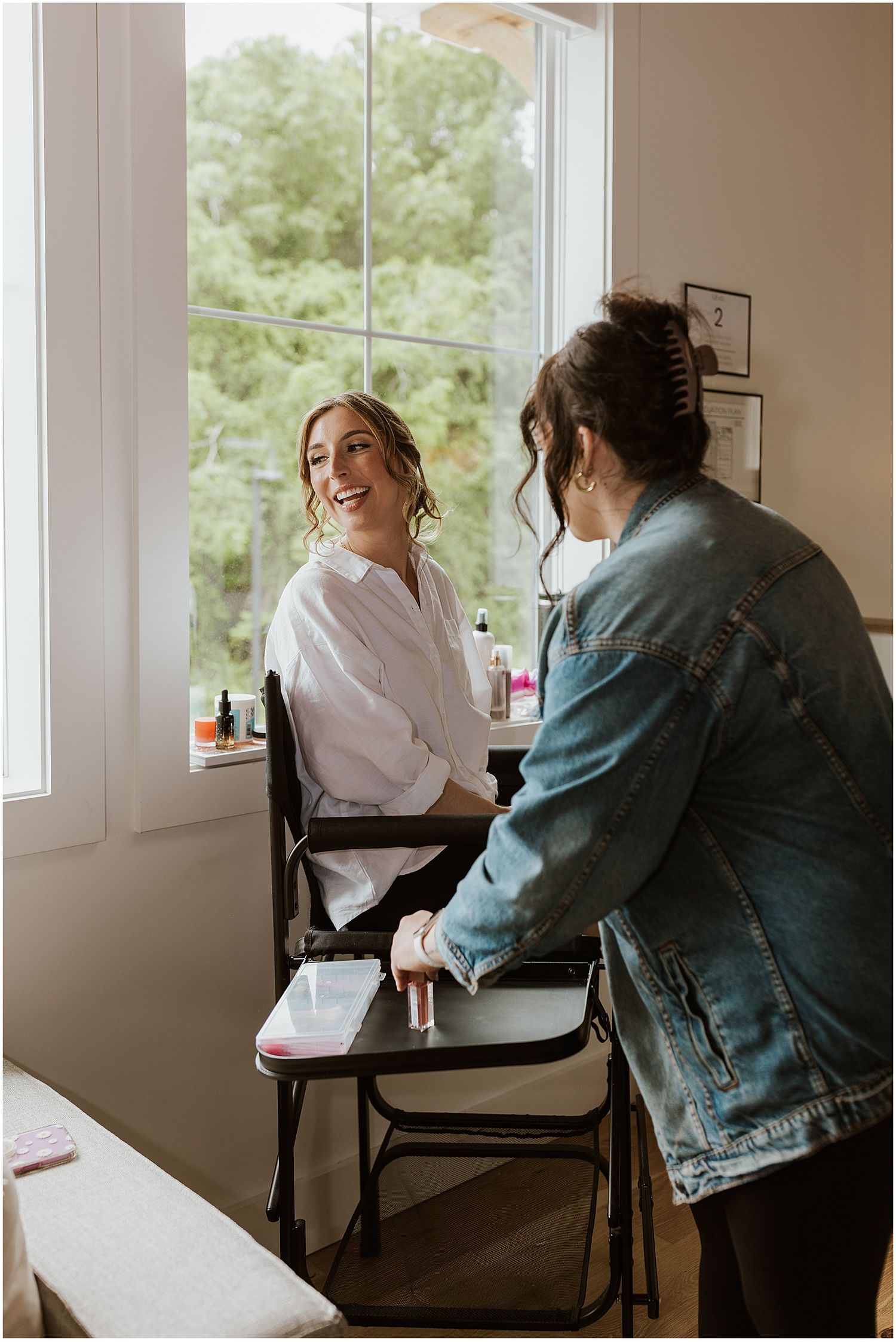 Bride getting ready for her Hyla Brook Estate wedding