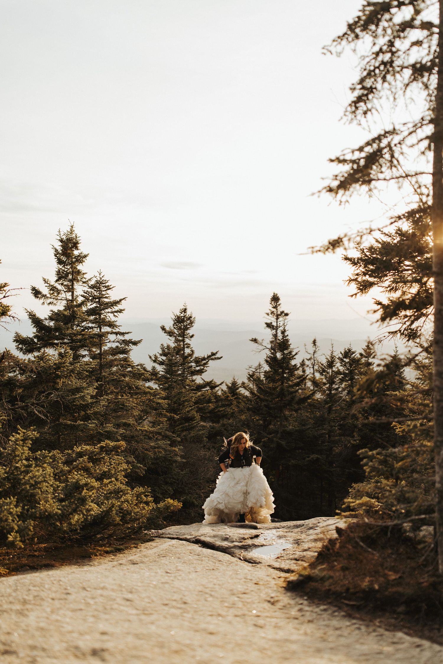 Jackie and Andy Brosonski elope on Mount Cardigan at Sunset