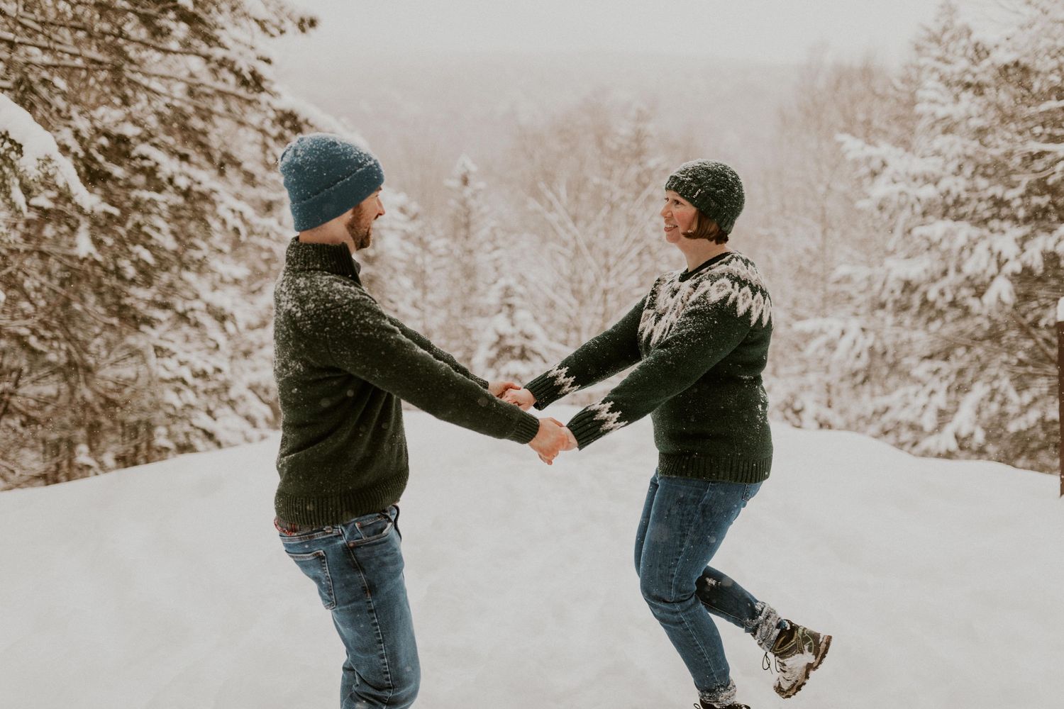 Taylor and Ken snuggling up together in a White Mountain National Forest Shelter while hiking the Flume Gorge in NH.