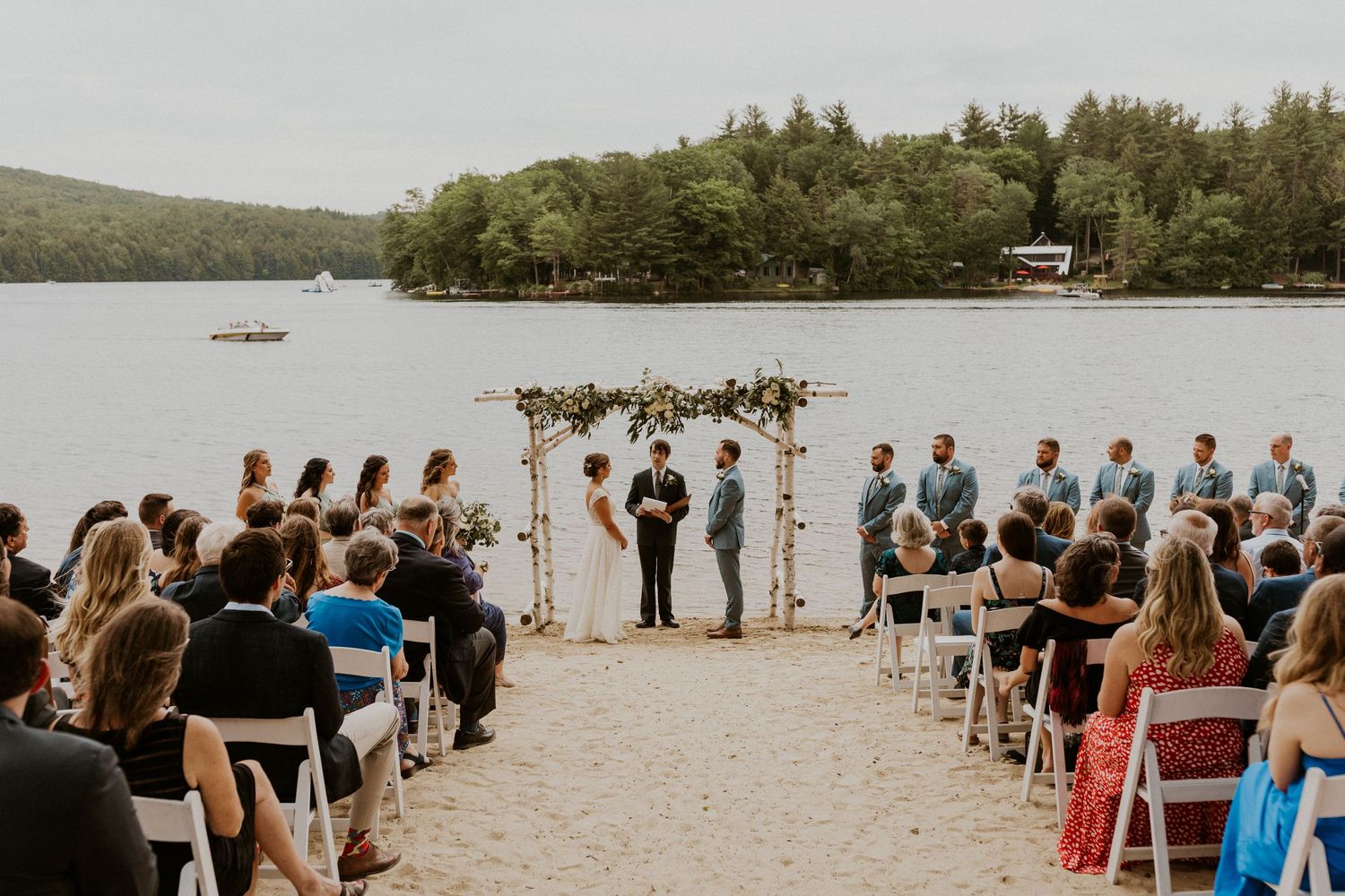 laid back lakeside wedding at Lake Shore Village Resort in Weare New Hampshire