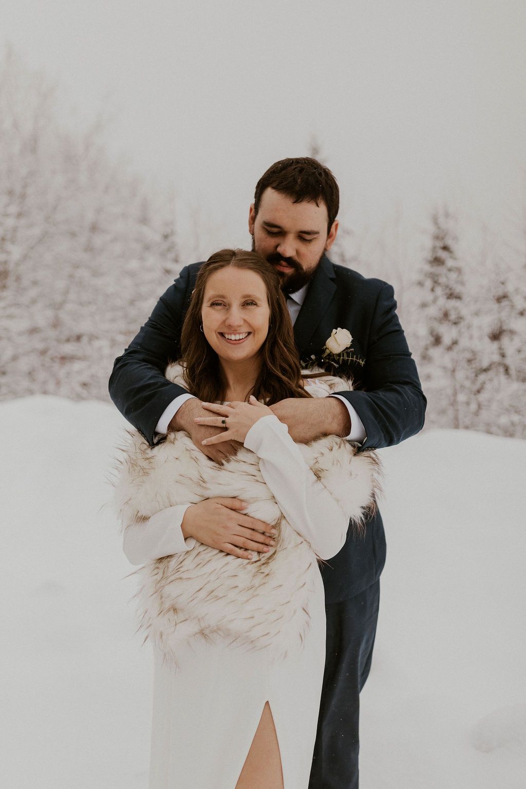 Snowy elopement photos in nh