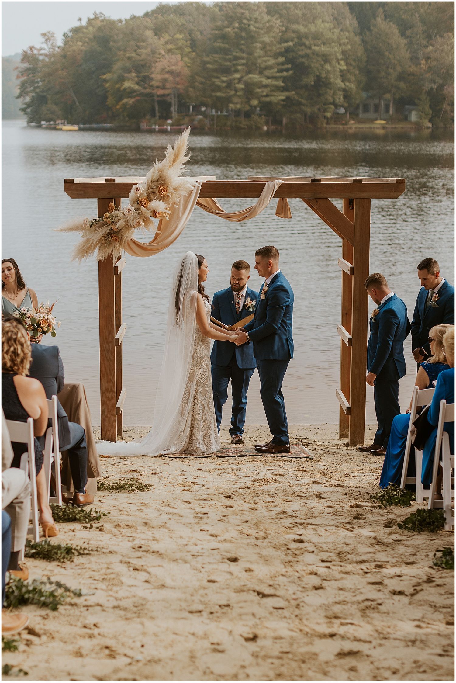 Couple at their Lakeshore Village Resort outdoor wedding