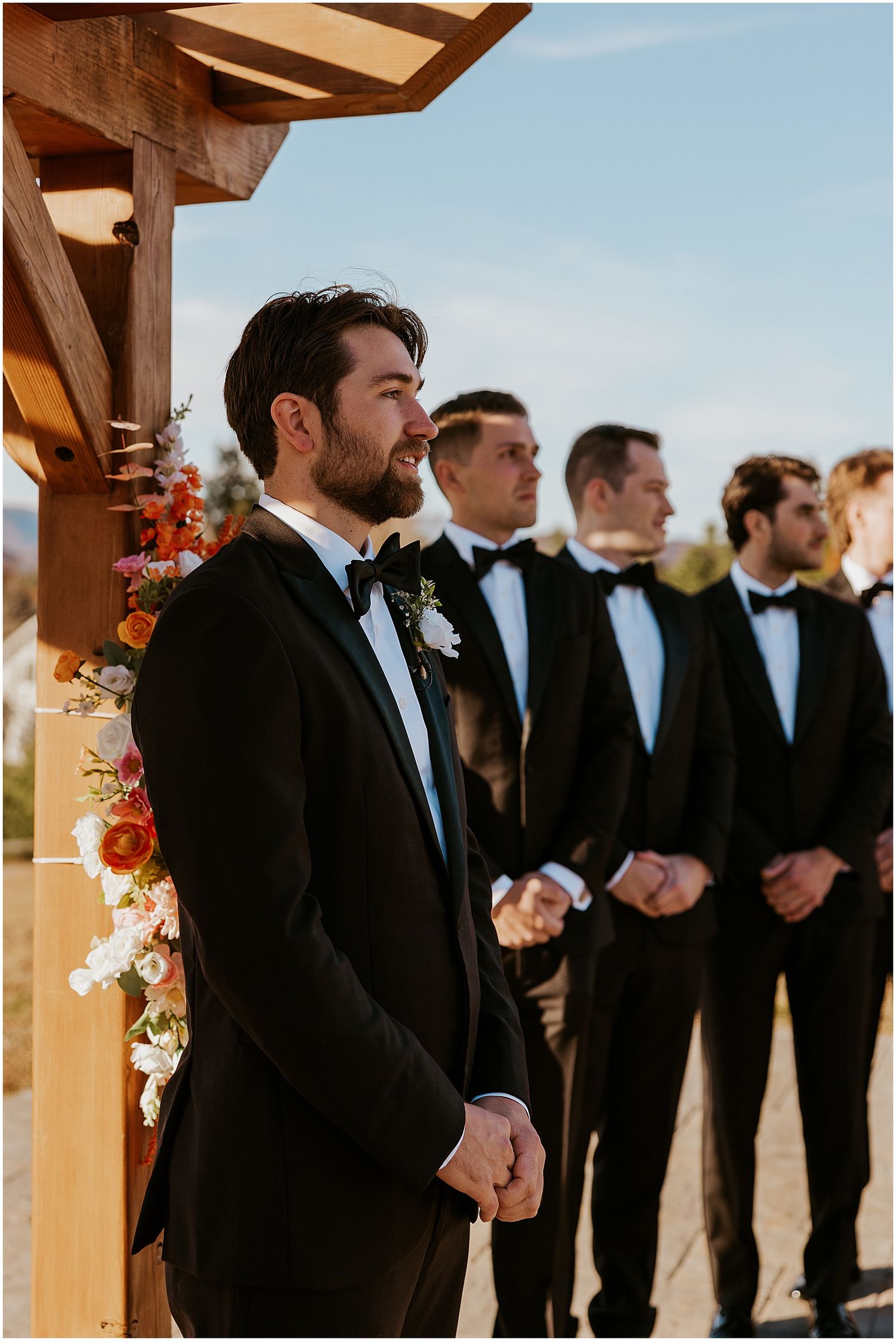 Groom waiting at the altar at the Owl's Nest NH