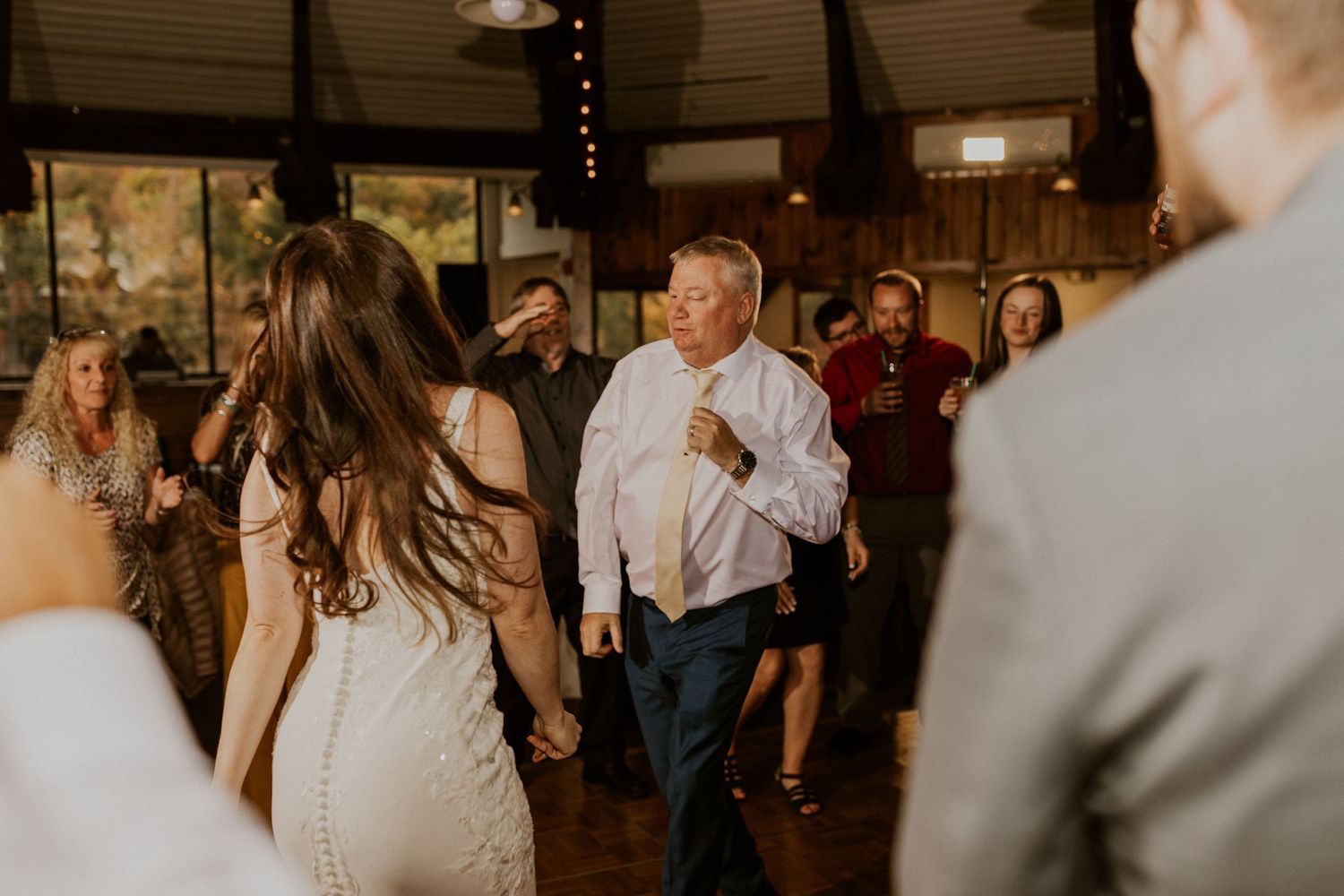 Wedding reception in the Octagon Lodge at Loon Mountain.