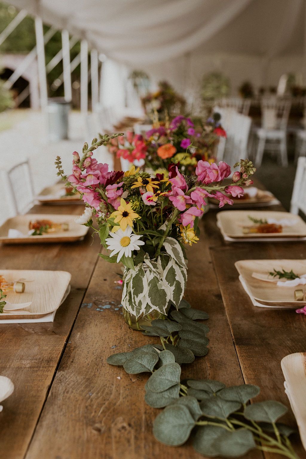 Wildflower themed wedding table
