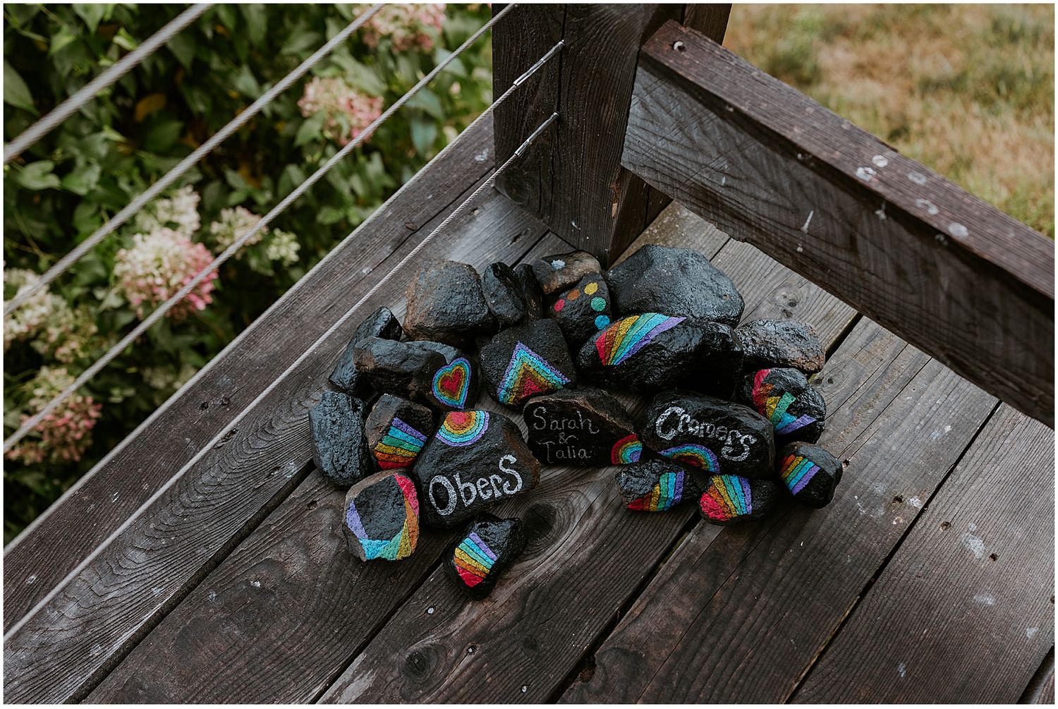 Painted stones at a NH wedding